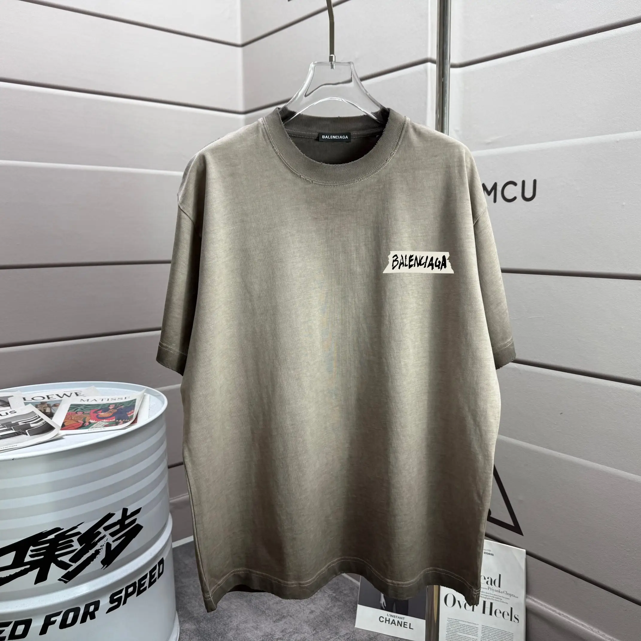 Logo-Print Distressed Washed Cotton T-Shirt D14015194