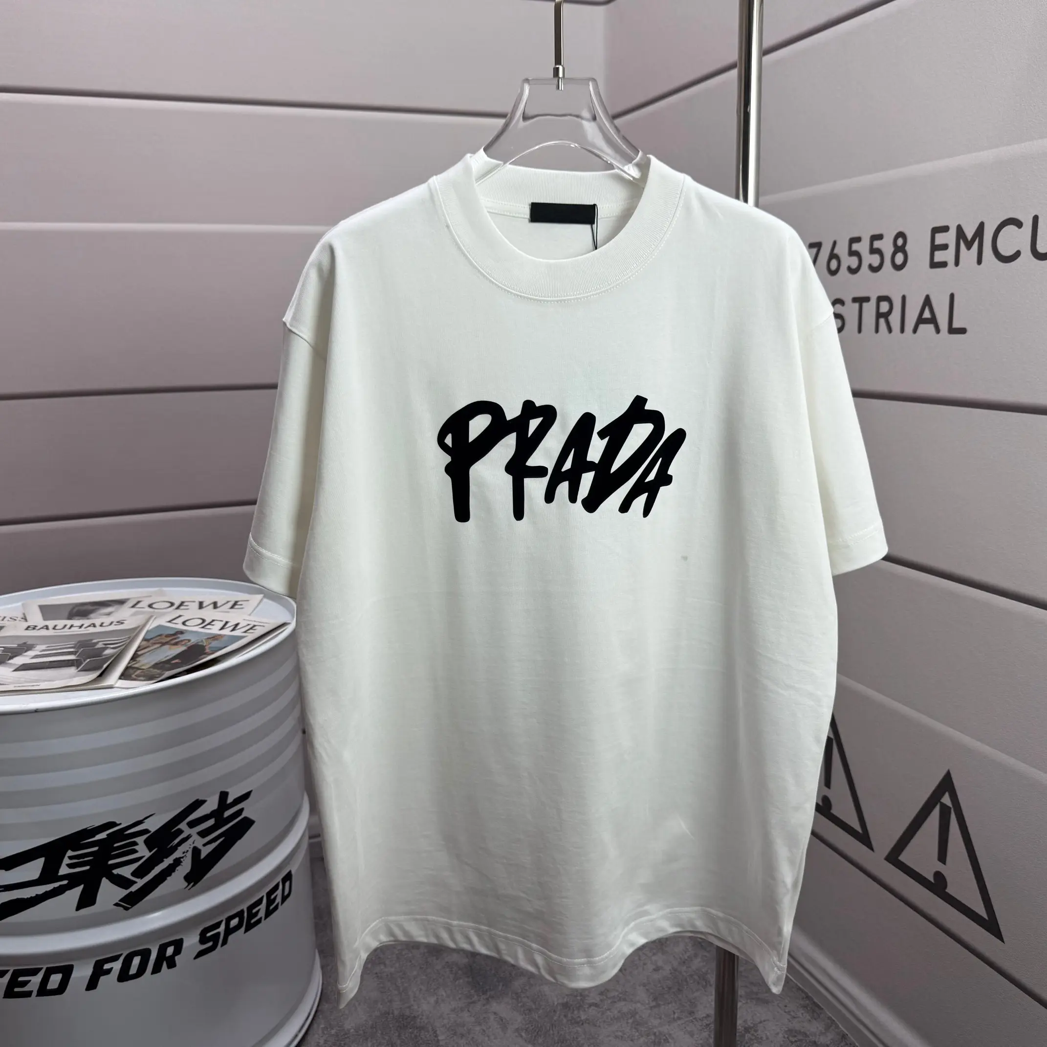 Logo Flocked Cotton Jersey T-Shirt D14012136