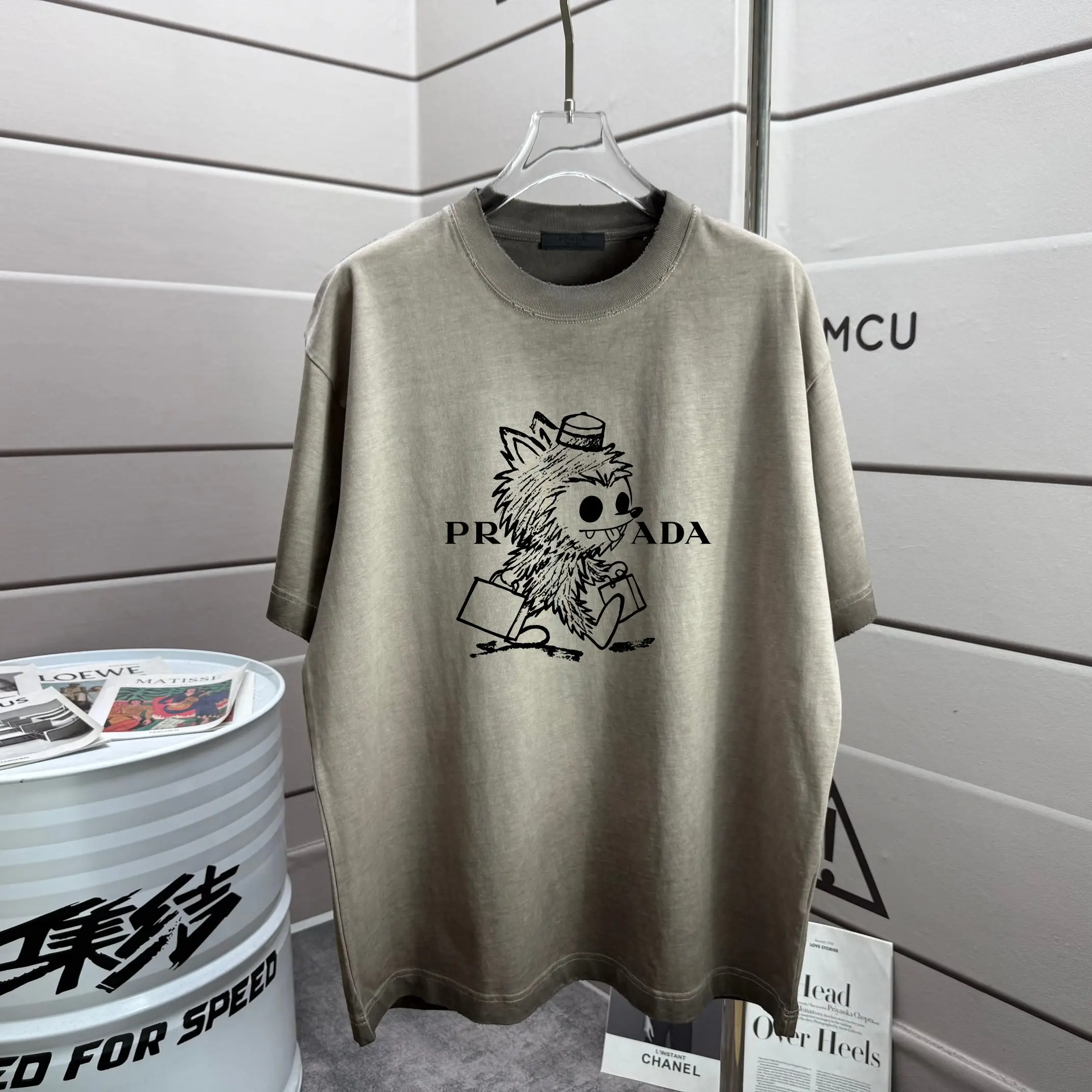 Graphic Print Washed Cotton T-Shirt D14012160