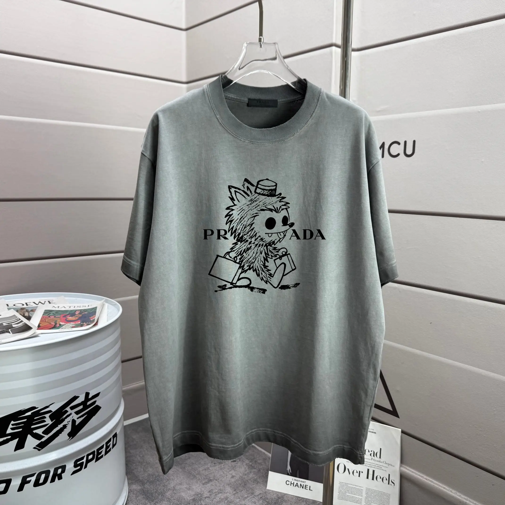 Graphic Print Washed Cotton T-Shirt D14012159