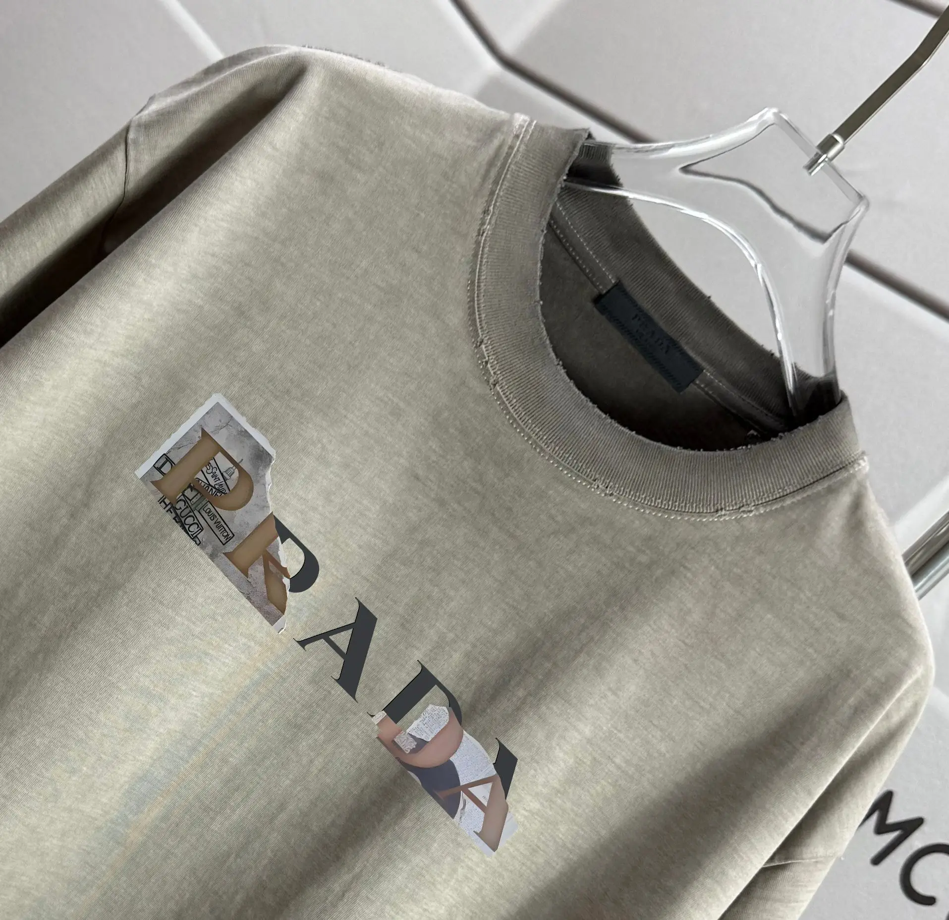 Logo Print Distressed Washed Cotton T-Shirt D14015165 — view 3