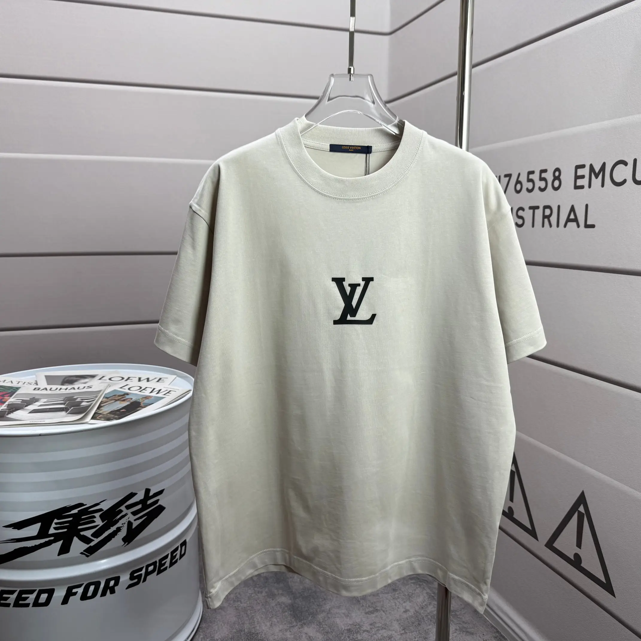 LV Logo Silicone Print Cotton T-Shirt D14015130