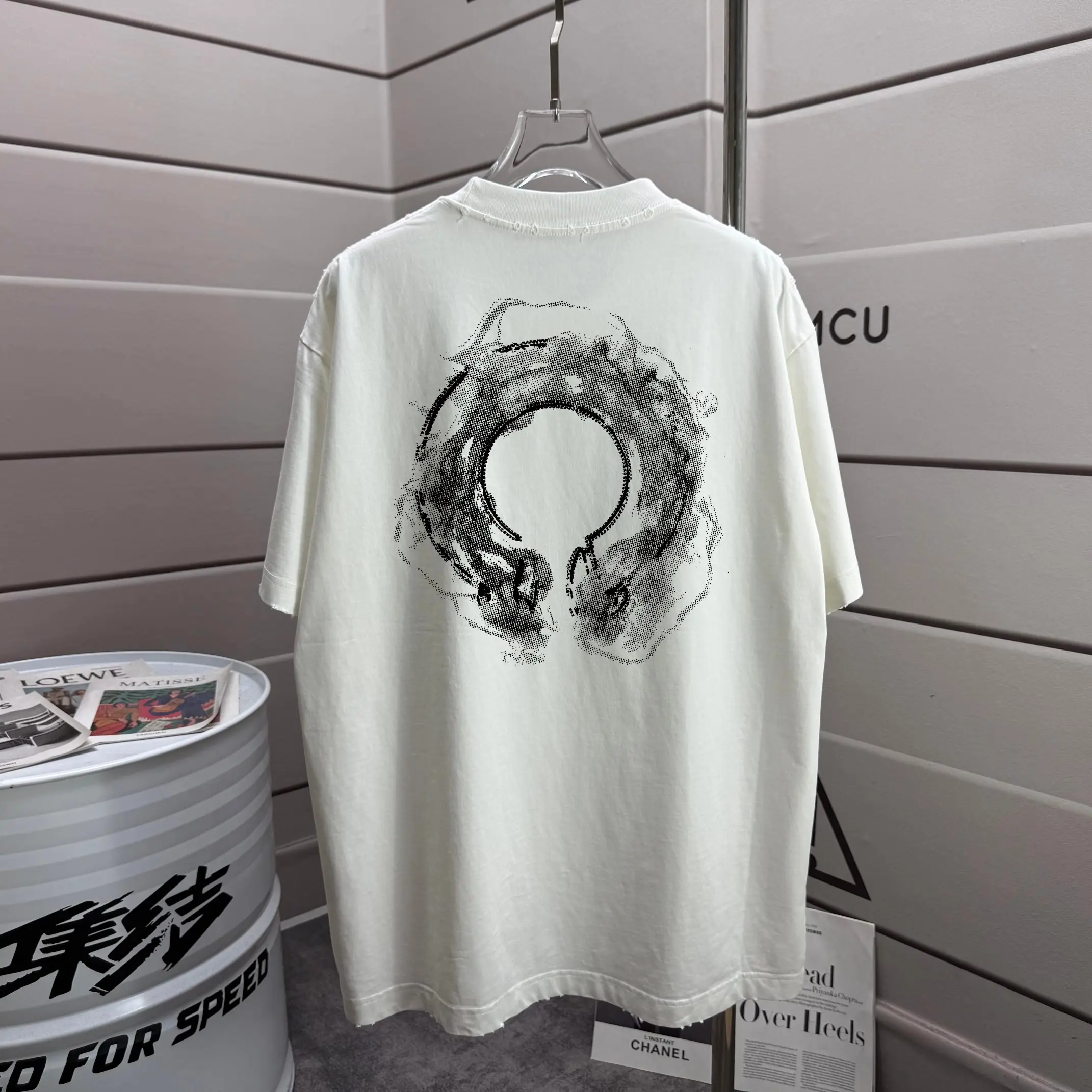Distressed Graphic Print Cotton T-Shirt D14015196