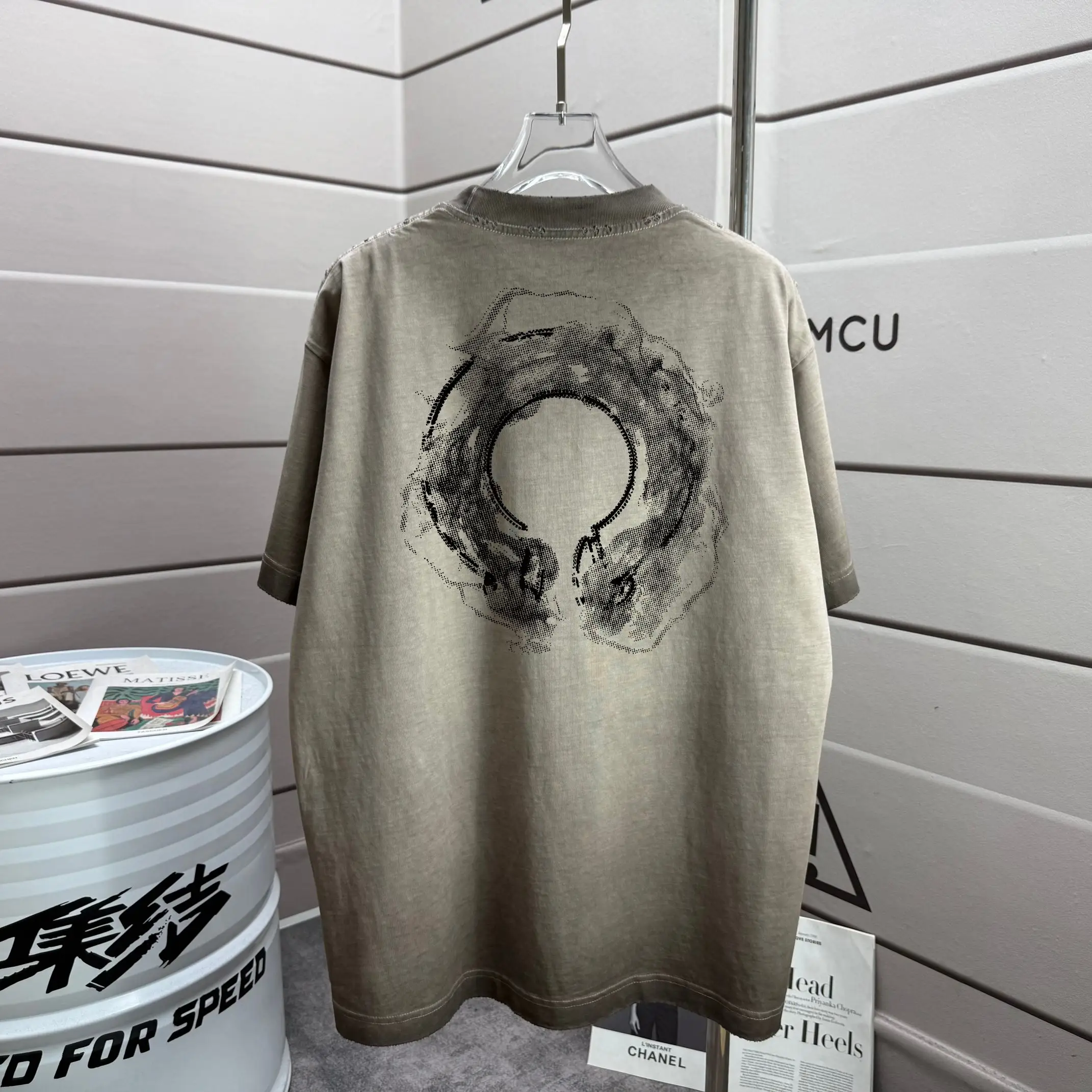 Washed Distressed Graphic T-Shirt D14015198