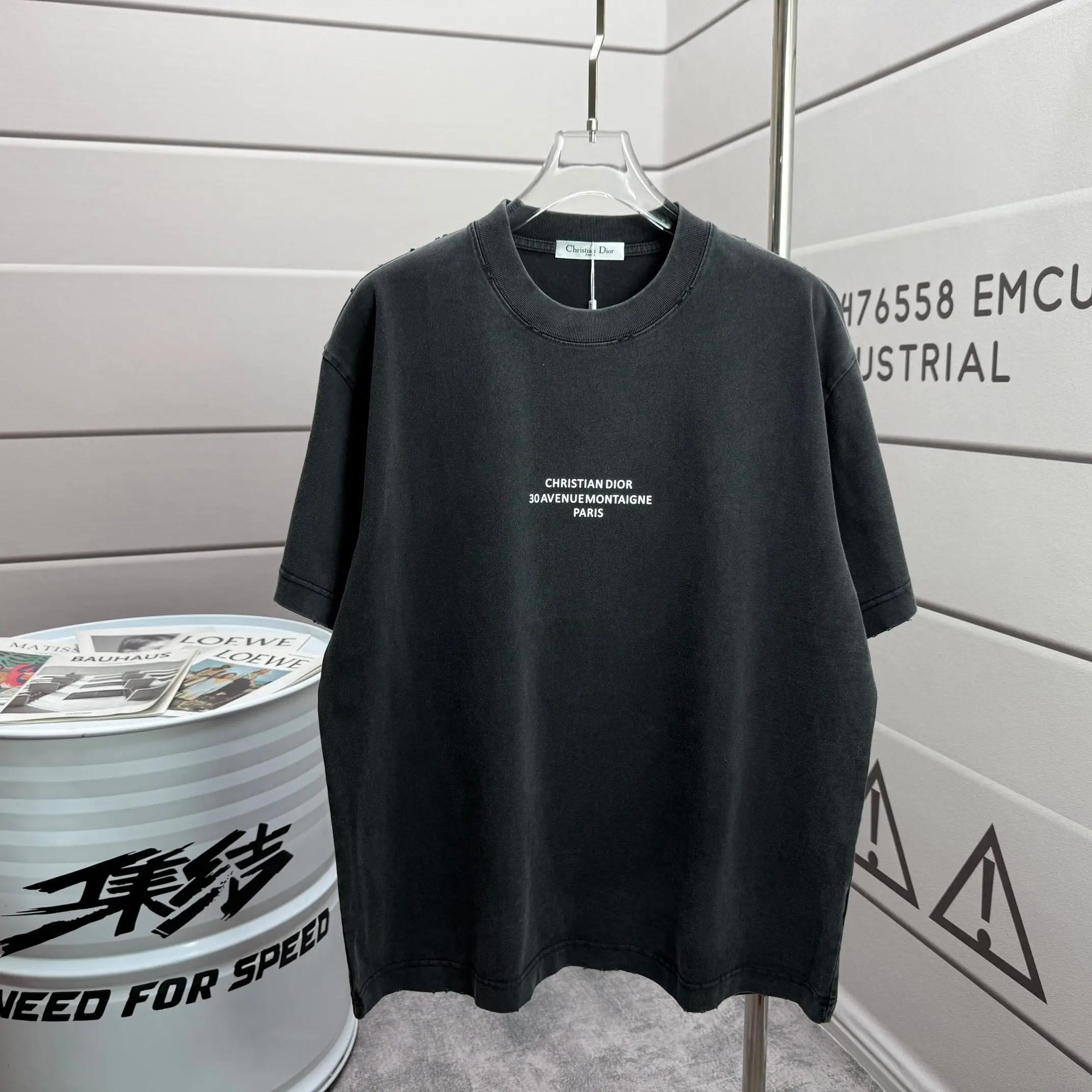 Logo Print Washed Cotton T-Shirt D14015124