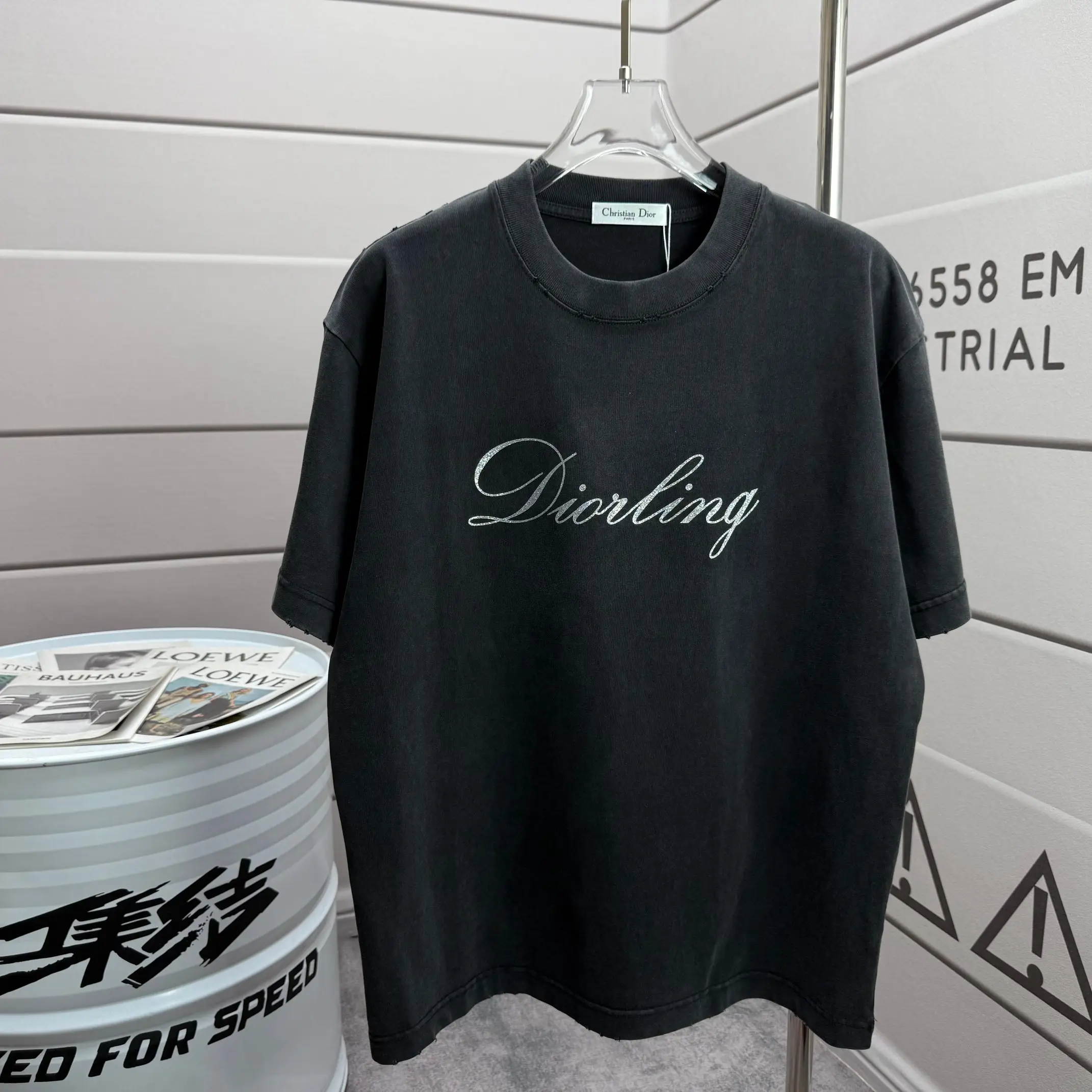 Diorling Logo Washed Cotton T-Shirt D14012127