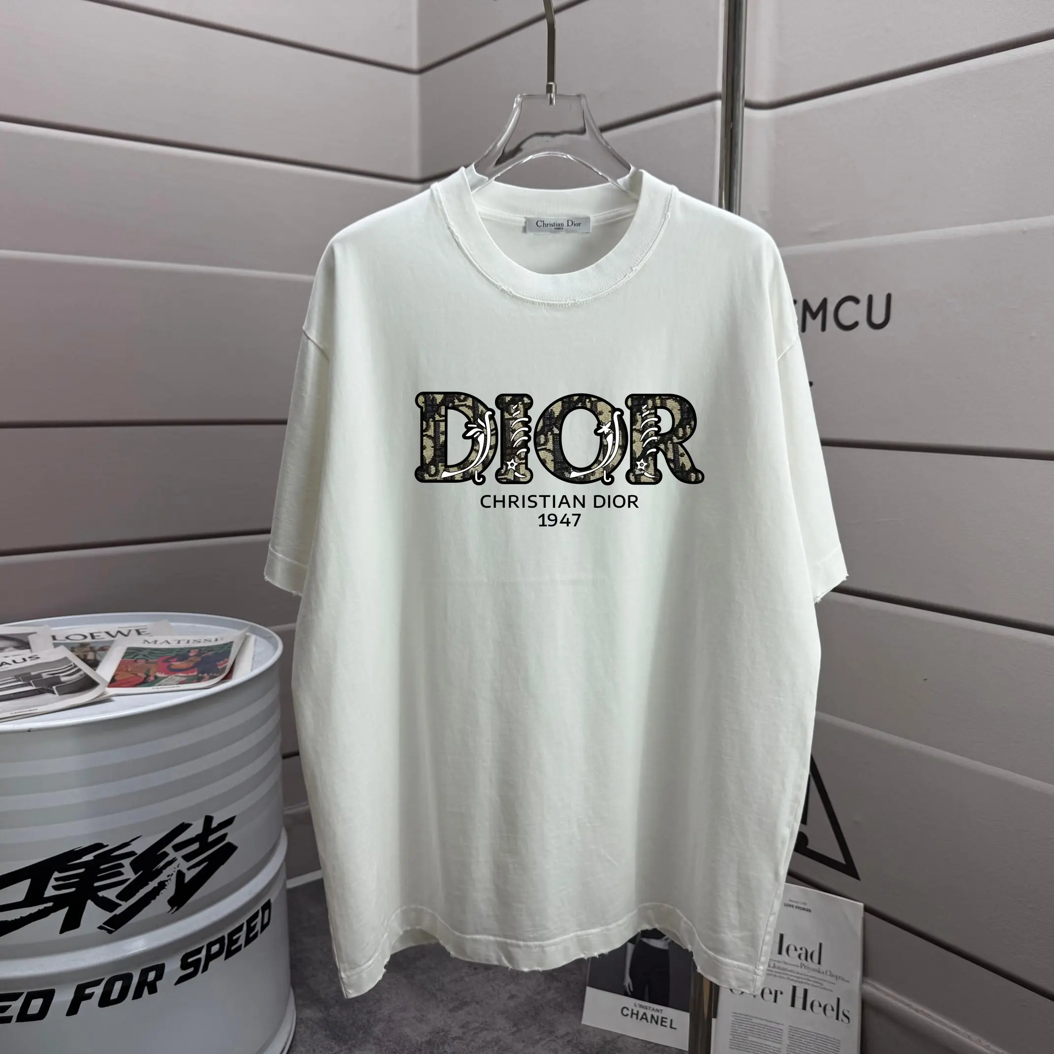 Logo Print Distressed Cotton T-Shirt D14012153