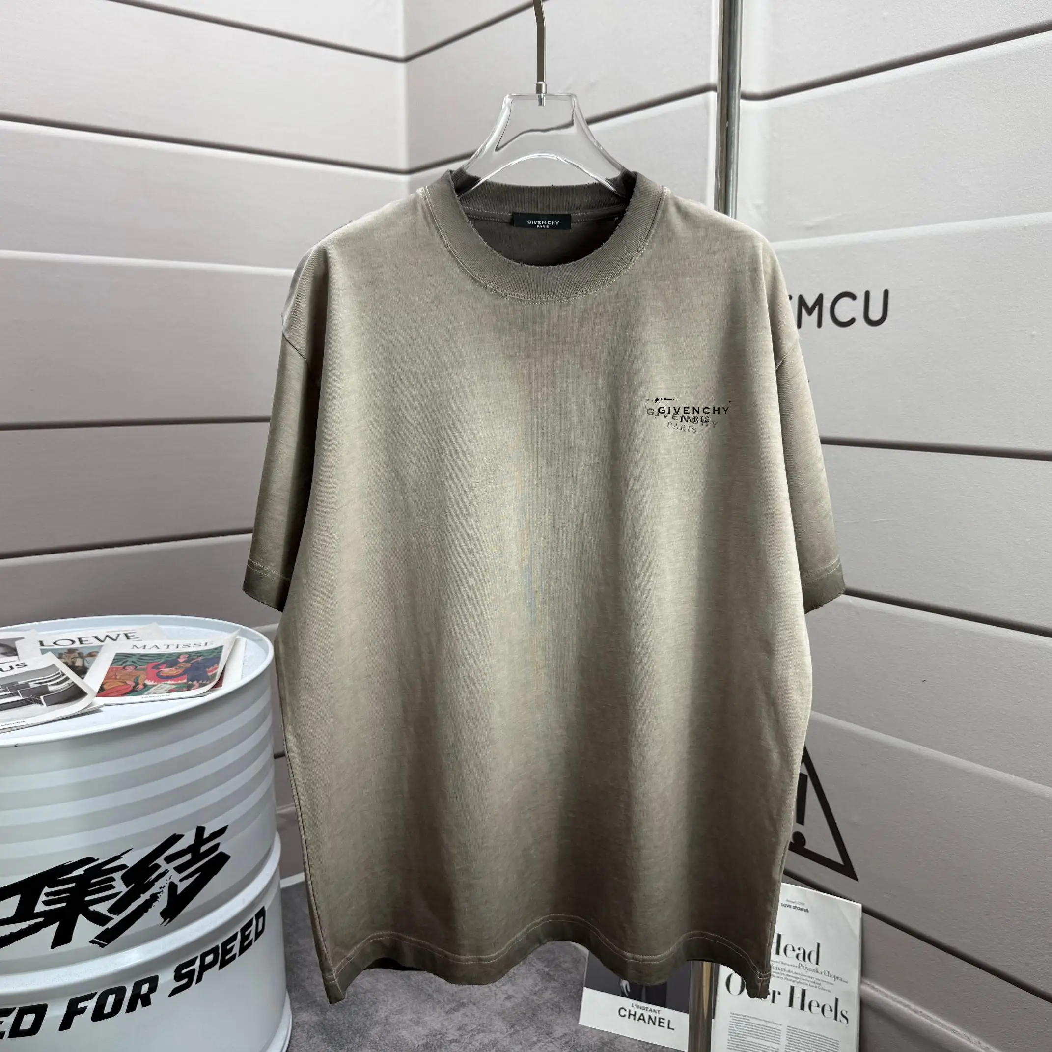 Logo Print Washed Distressed T-Shirt D14015186 — view 2