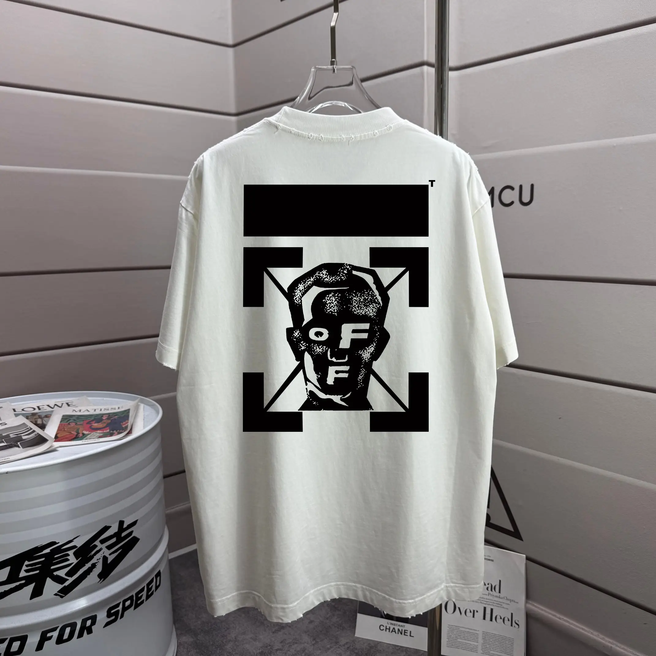 Distressed Graphic Print Cotton T-Shirt D14015224