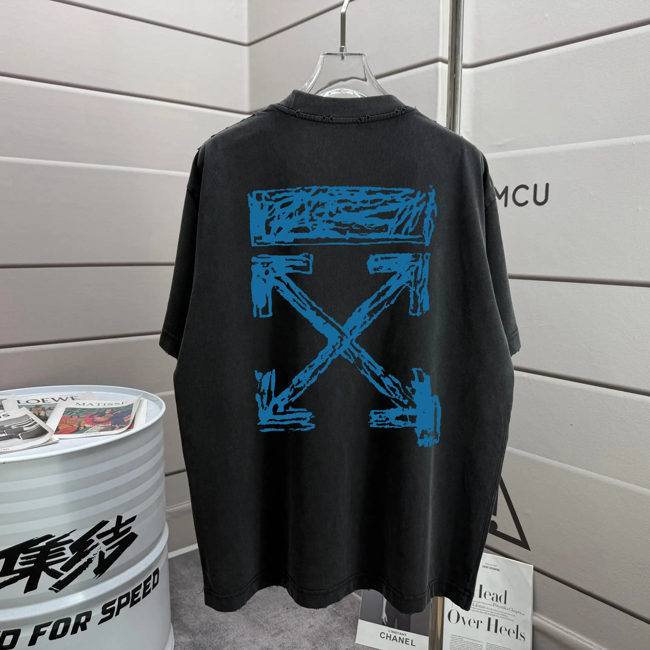 Arrows Logo Distressed Washed Cotton T-Shirt D14015219