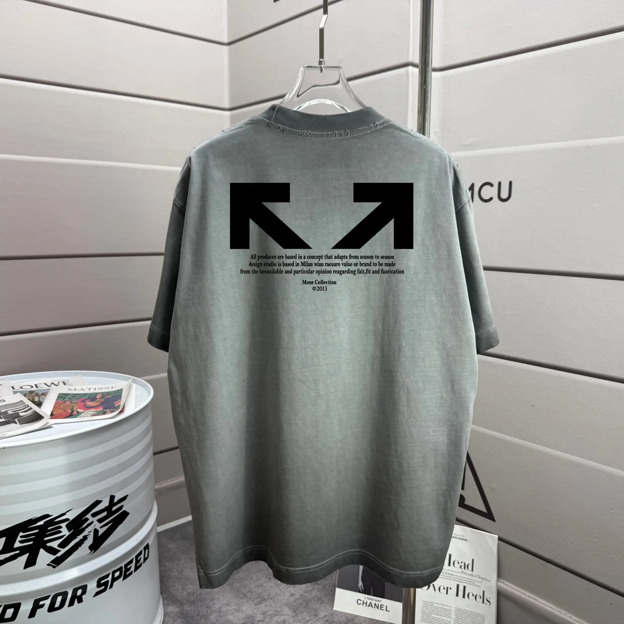 Arrows Logo Distressed Washed Cotton T-Shirt D14015152