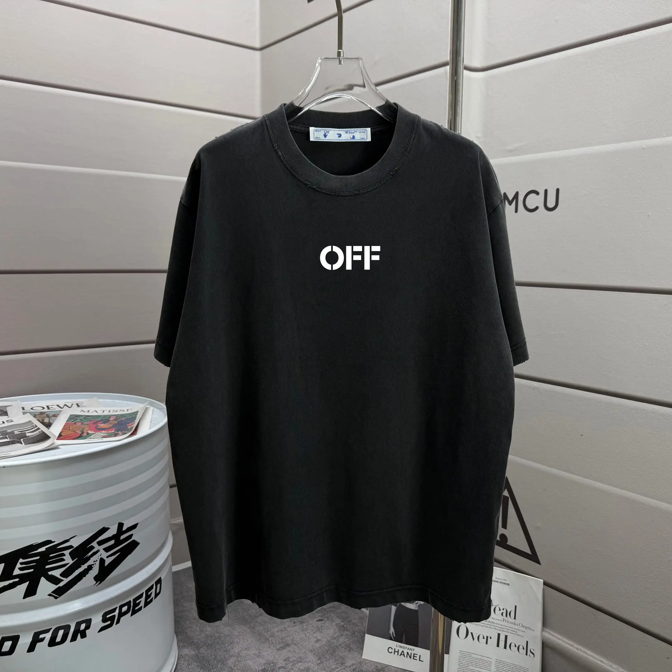 Distressed Logo Print Washed Cotton T-Shirt D14012170 — view 2