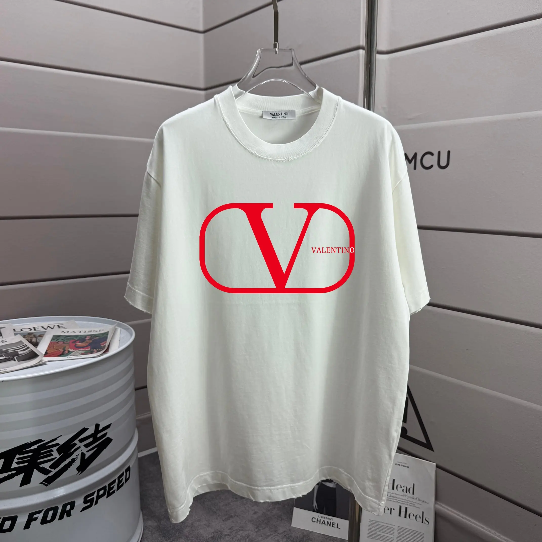 VLogo Distressed Cotton-Jersey T-Shirt D14015158