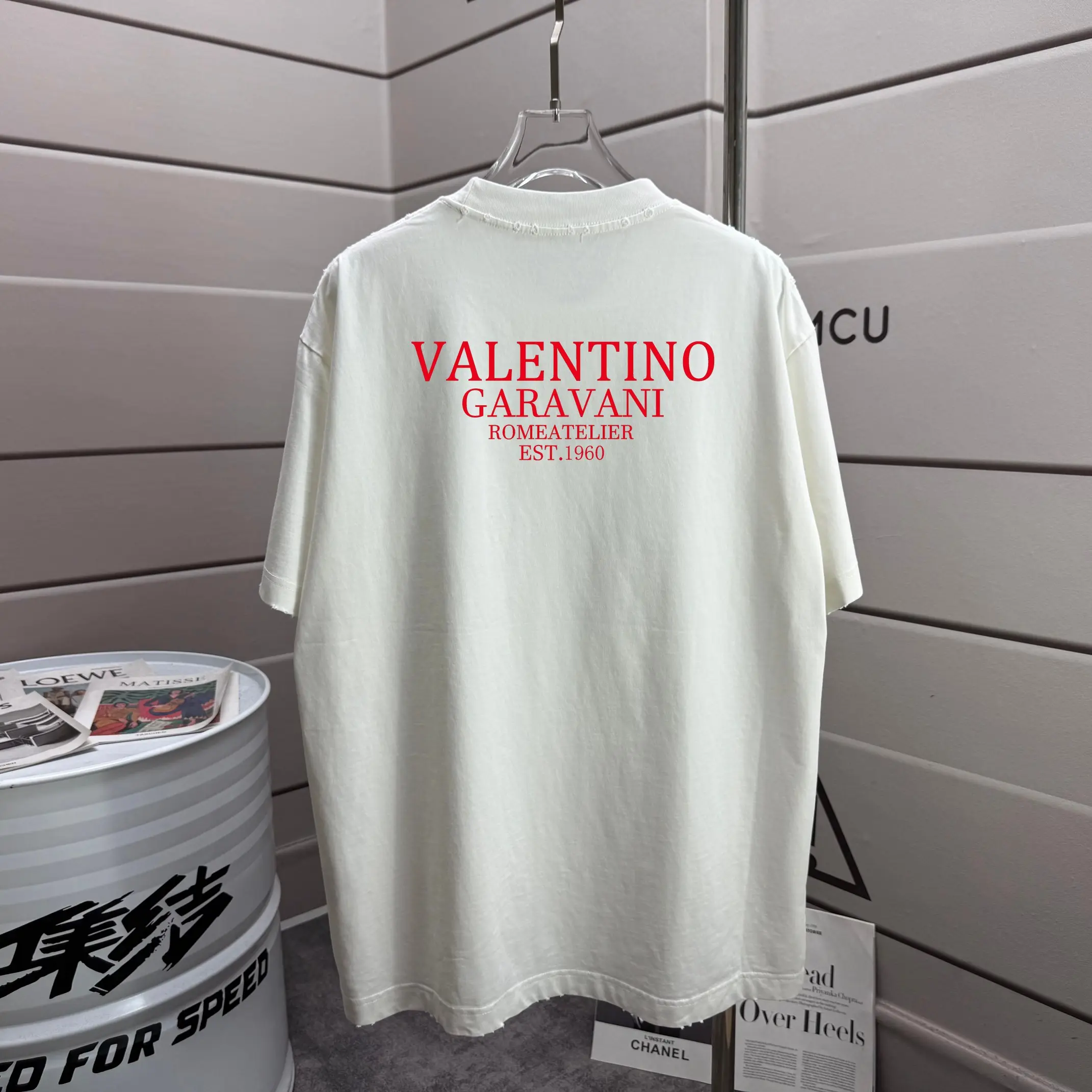 VLogo Distressed Cotton-Jersey T-Shirt D14015158 — view 2