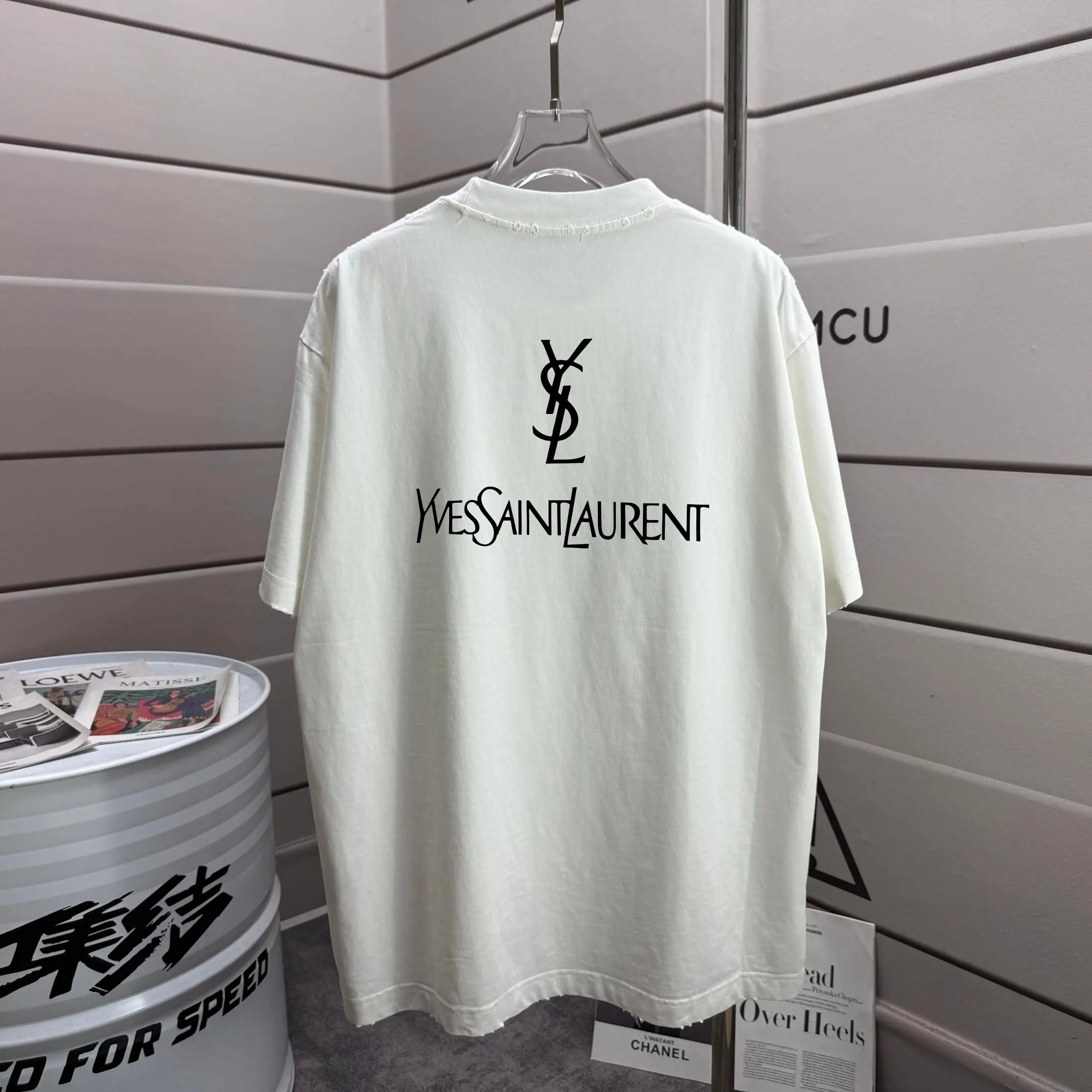 Distressed Logo-Print Cotton T-Shirt D14015208