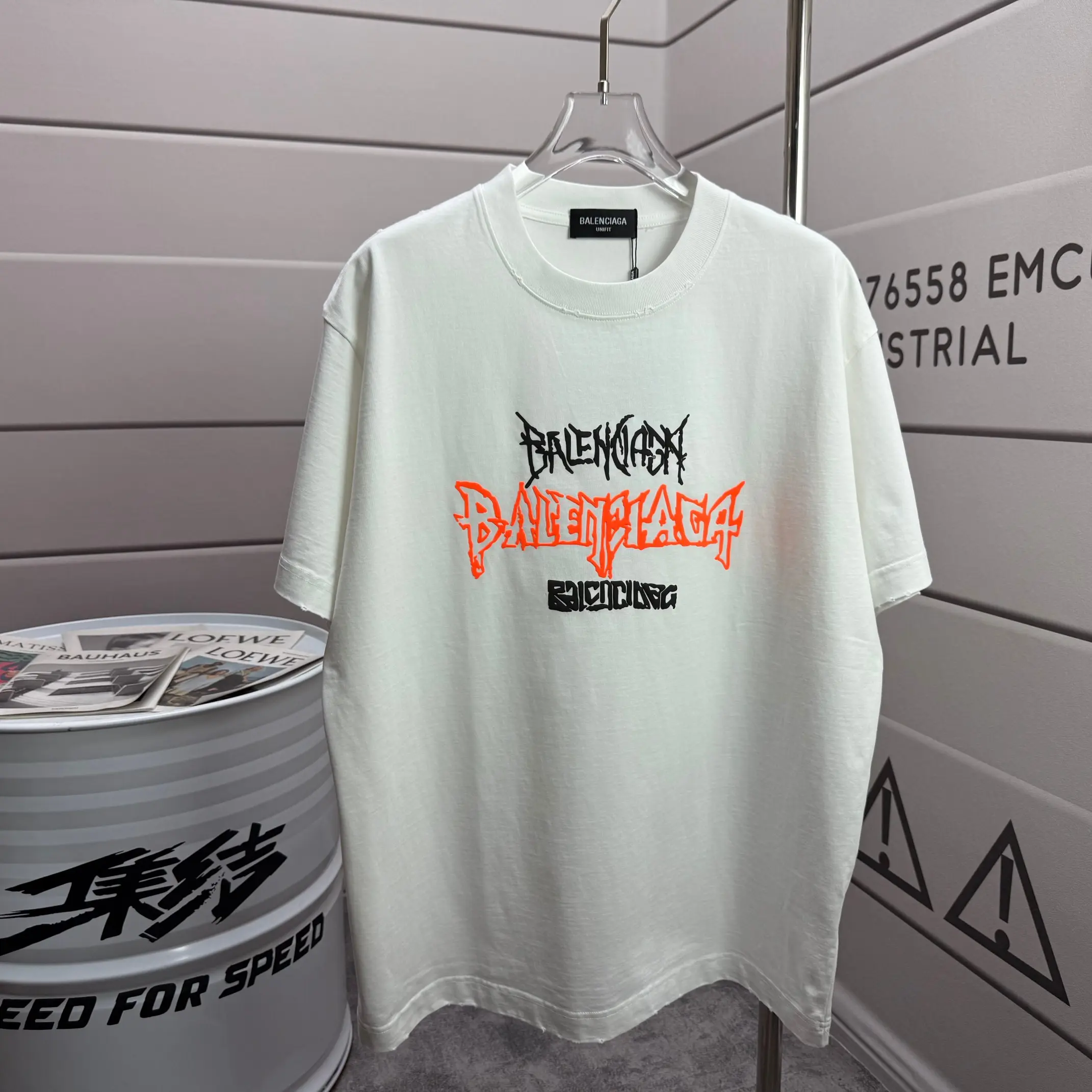 Distressed Logo Graphic Oversized T-Shirt D14512114