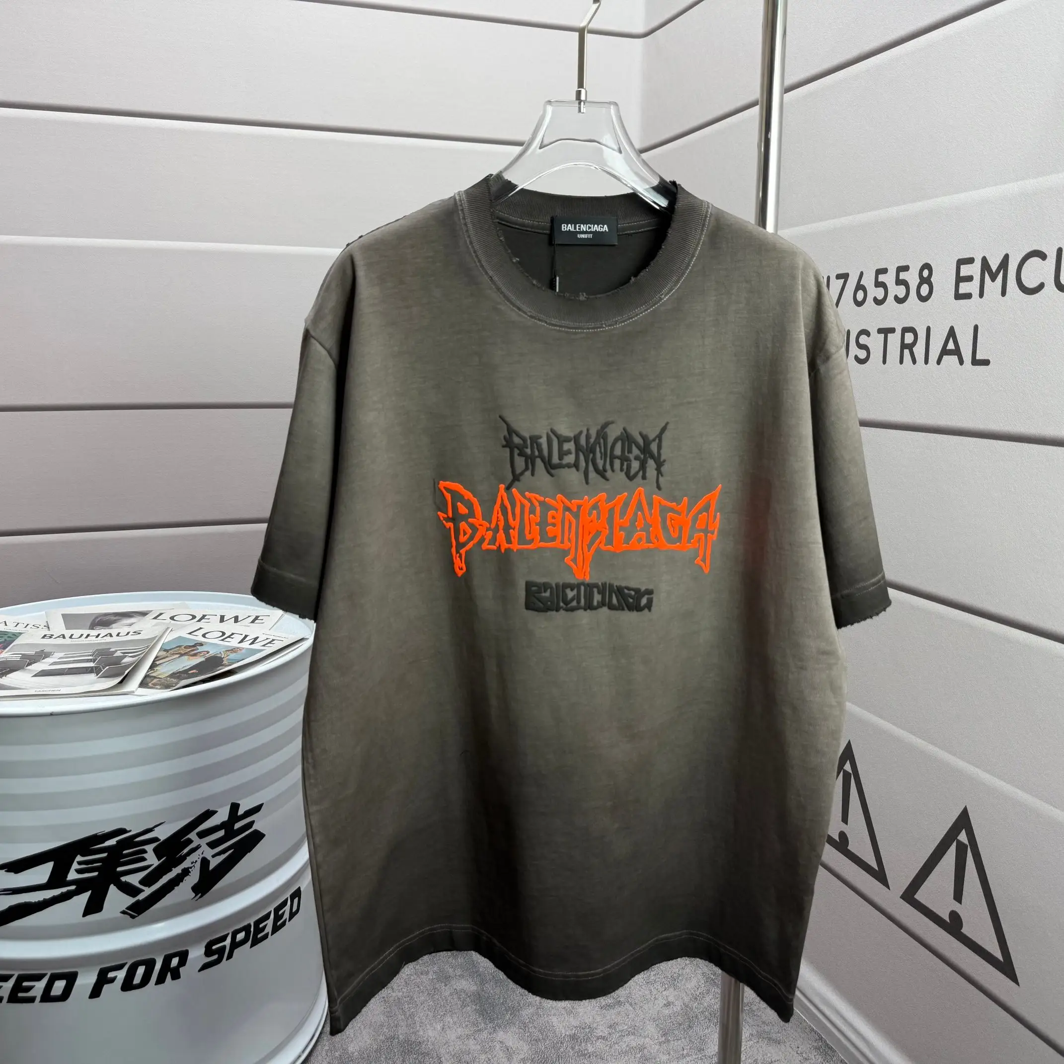 Logo-Embroidered Distressed Cotton T-Shirt D14512117