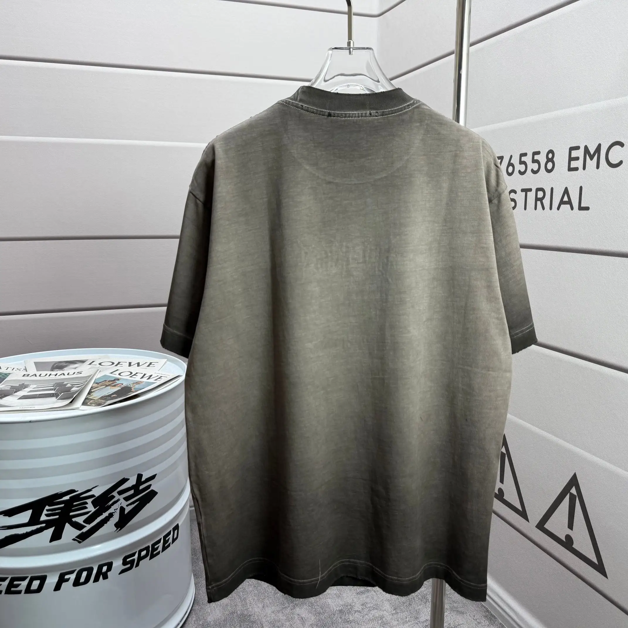 Logo-Embroidered Distressed Cotton T-Shirt D14512117 — view 2