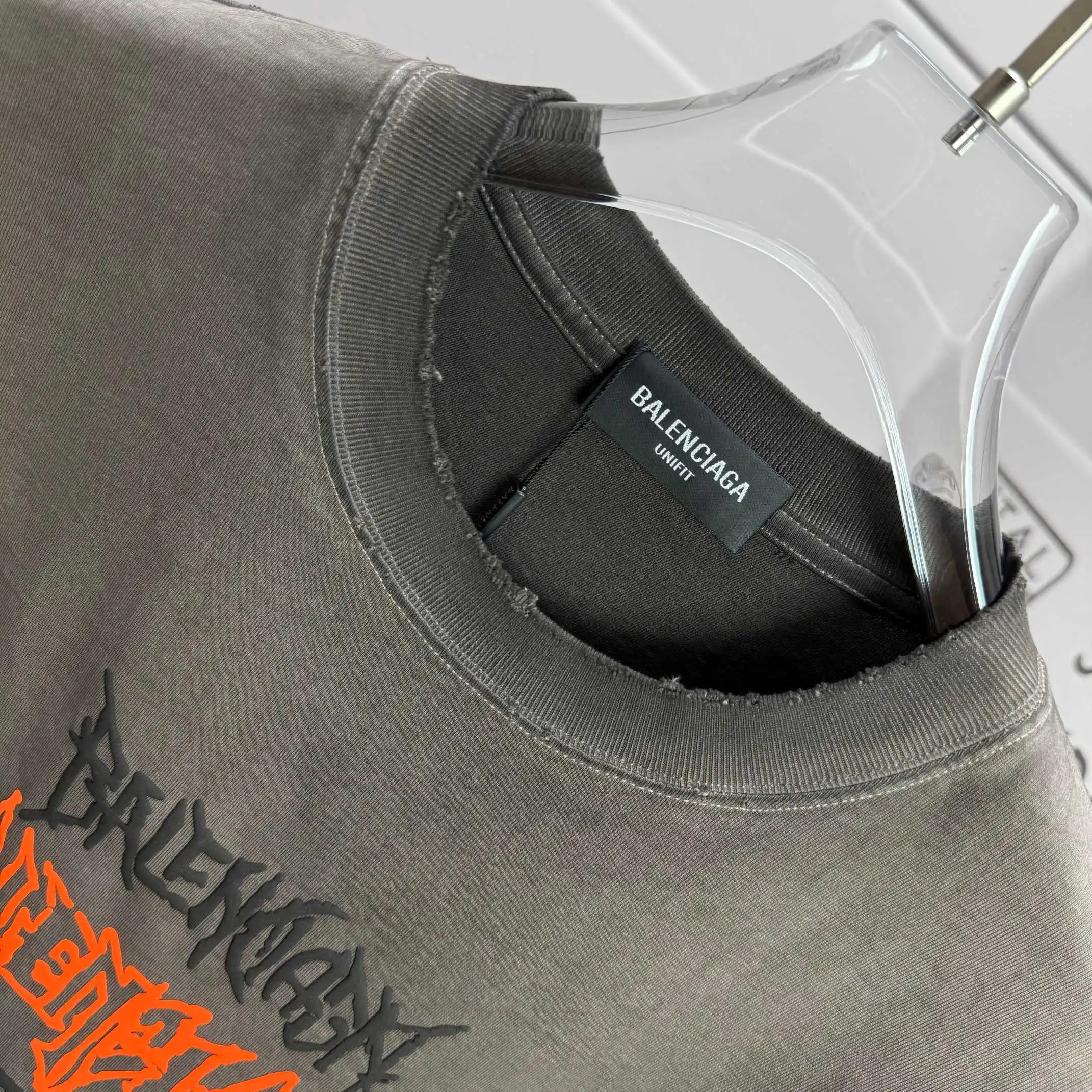 Logo-Embroidered Distressed Cotton T-Shirt D14512117 — view 3