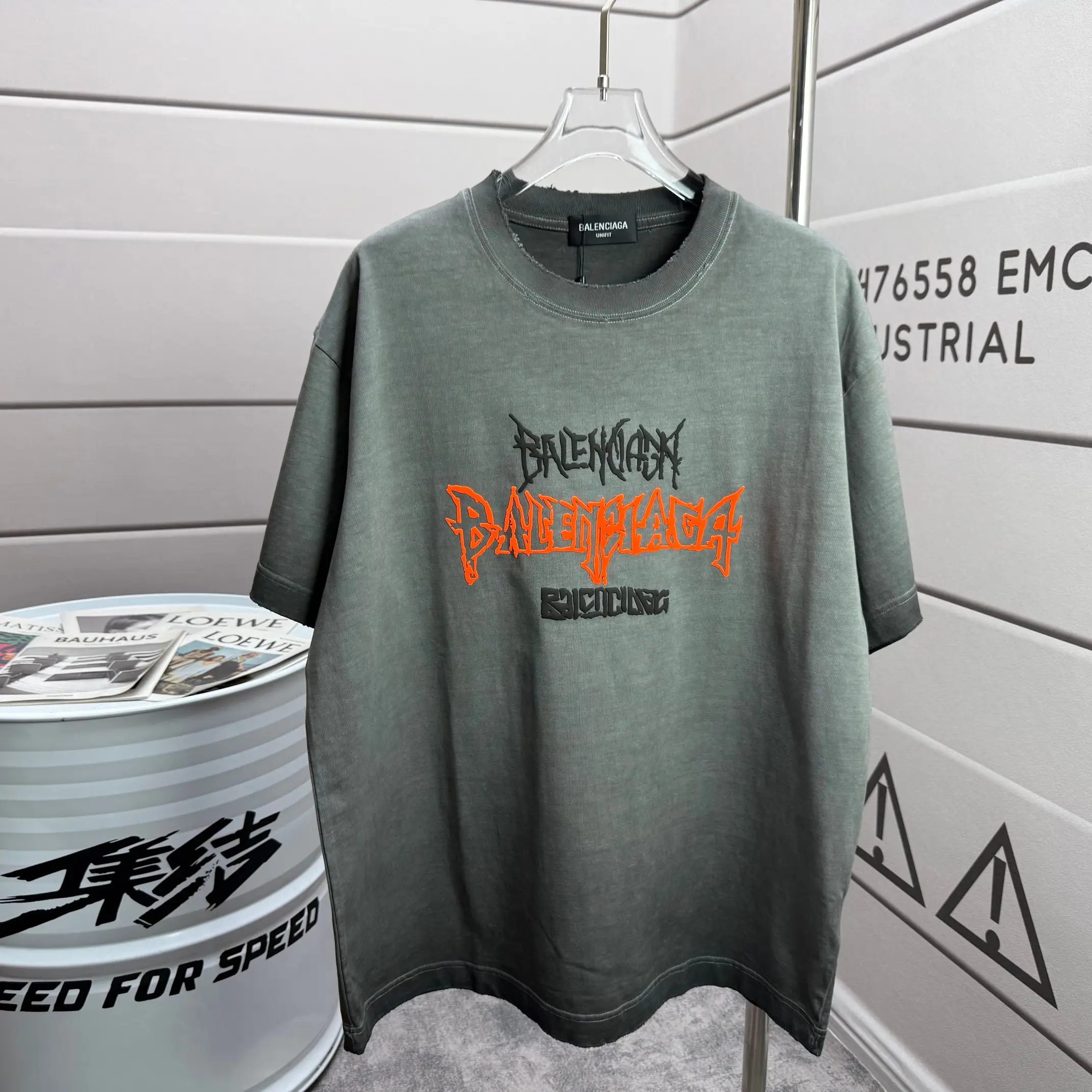 Logo-Embroidered Distressed Cotton T-Shirt D14512116
