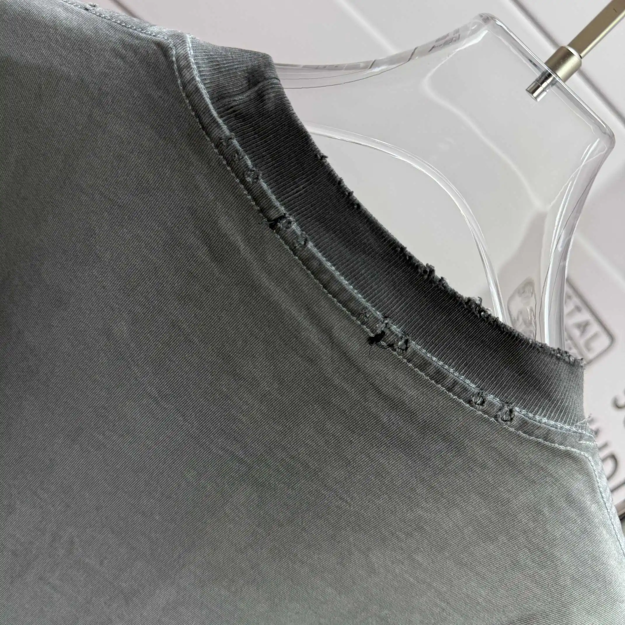 Logo-Embroidered Distressed Cotton T-Shirt D14512116 — view 8