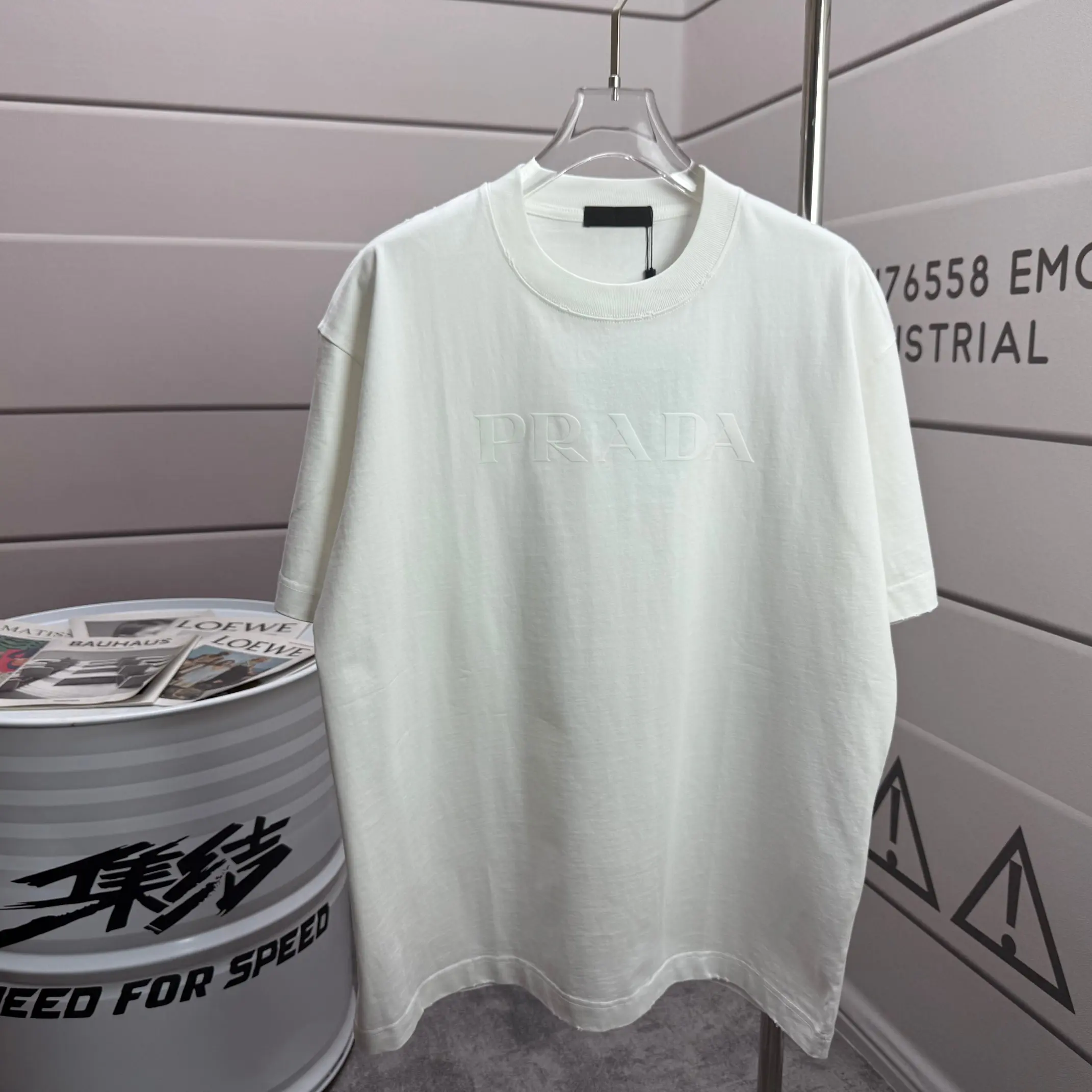 Logo Flocked Washed Cotton T-Shirt D14512132