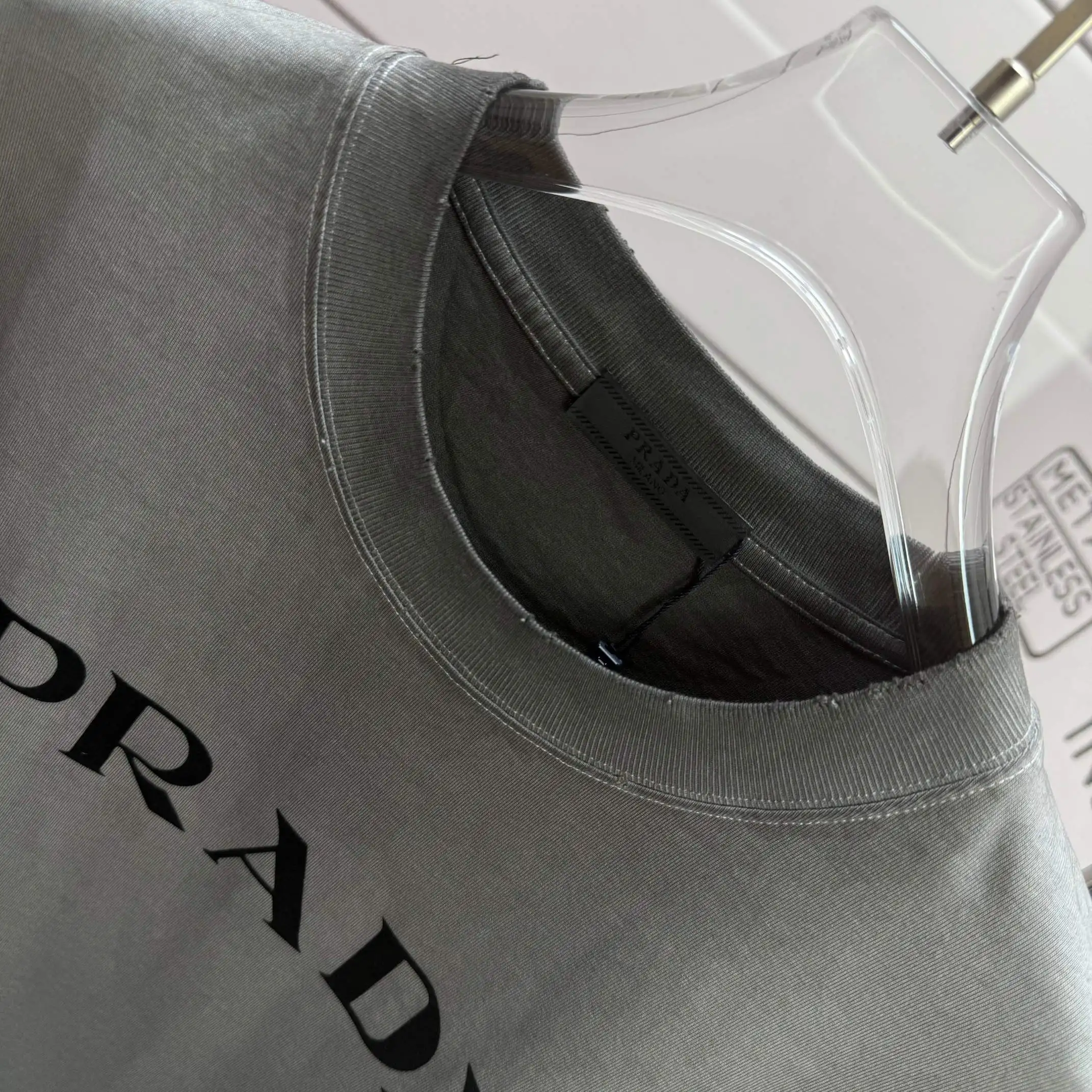 Logo Flocked Washed Cotton T-Shirt D14512134 — view 3