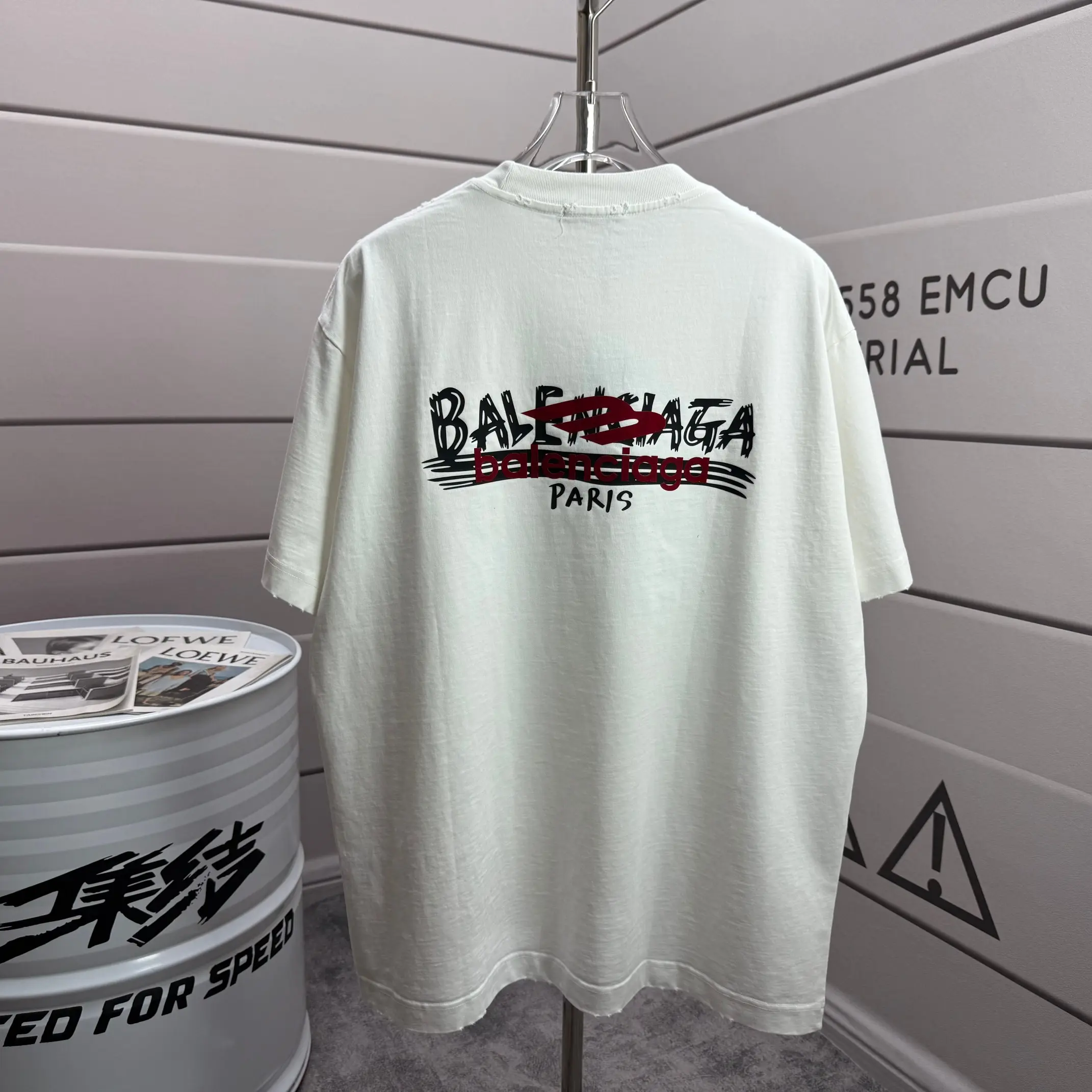 Logo Print Distressed Cotton T-Shirt D15015138