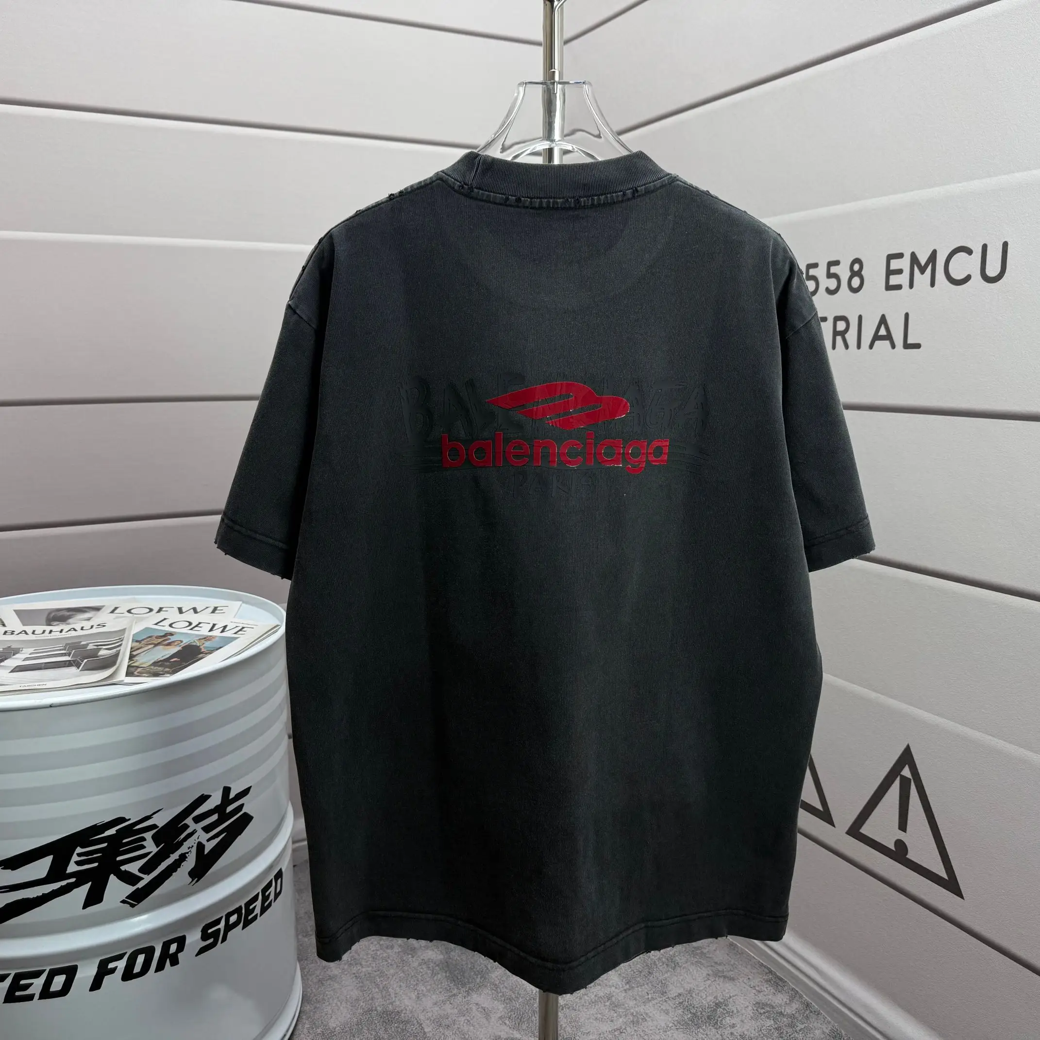 Logo-Print Distressed Washed Cotton T-Shirt D15015139
