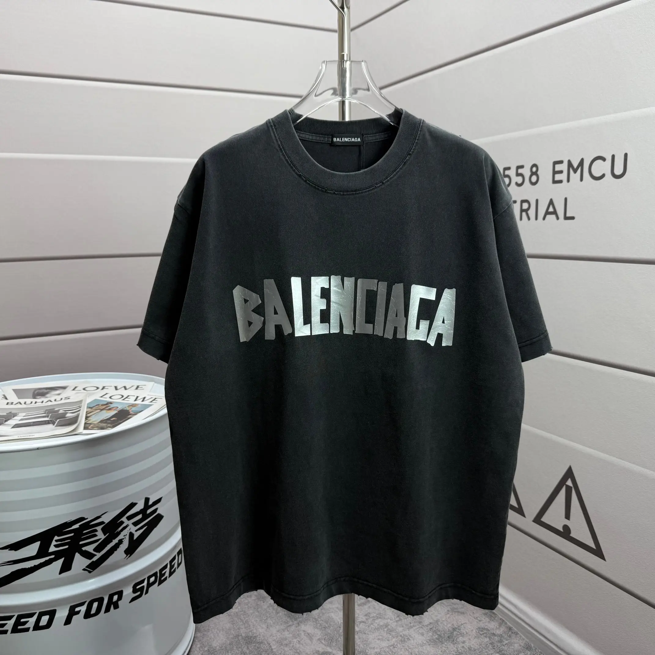 Logo-Print Distressed Washed Cotton T-Shirt D15015145
