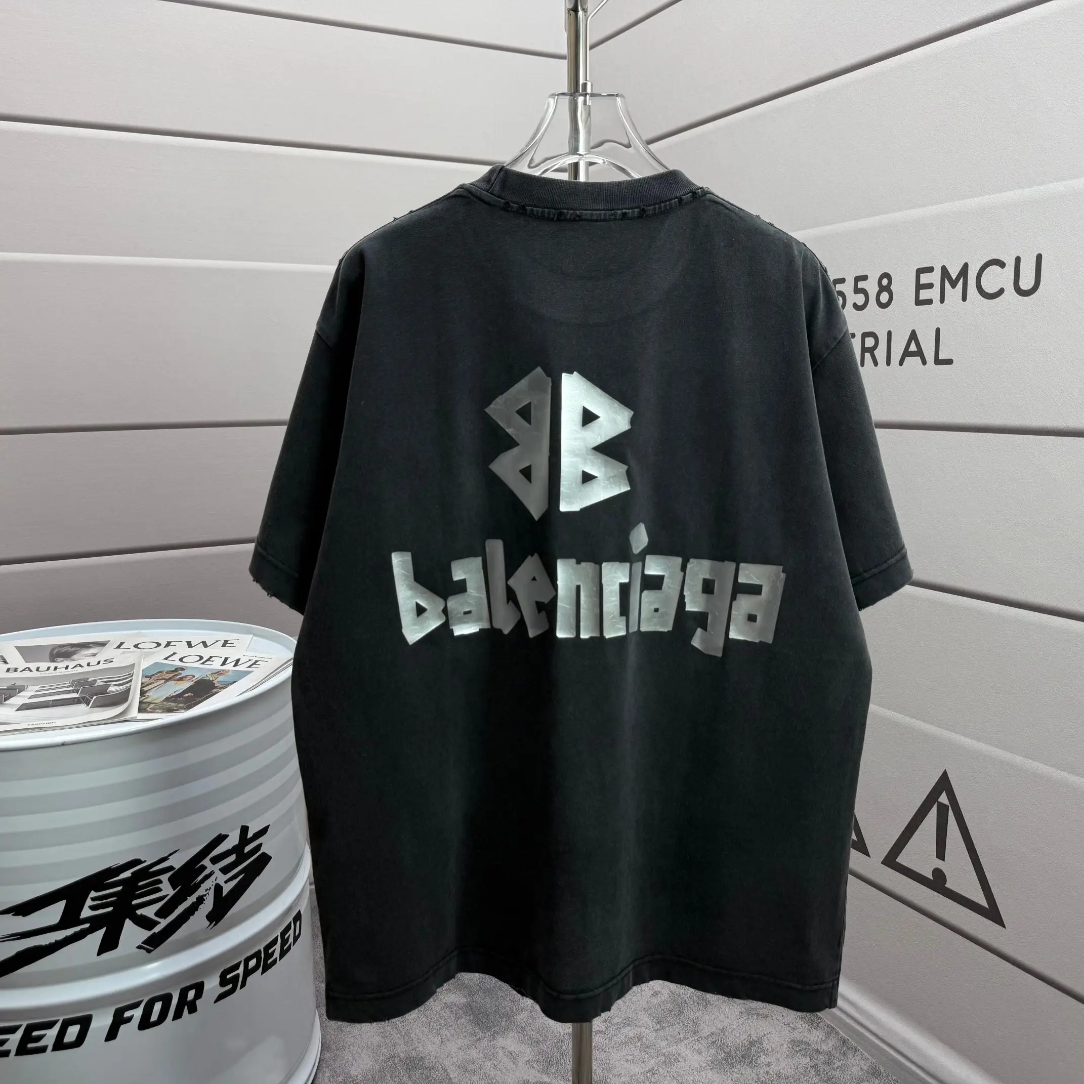 Logo-Print Distressed Washed Cotton T-Shirt D15015145 — view 2