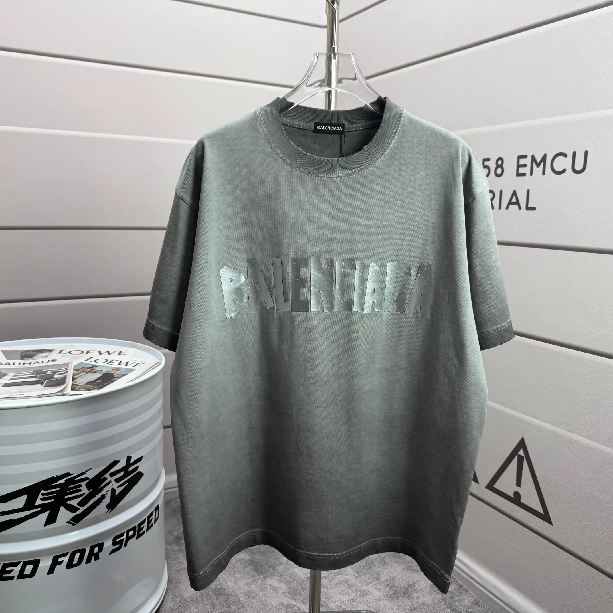 Logo-Print Distressed Washed Cotton T-Shirt D15015146