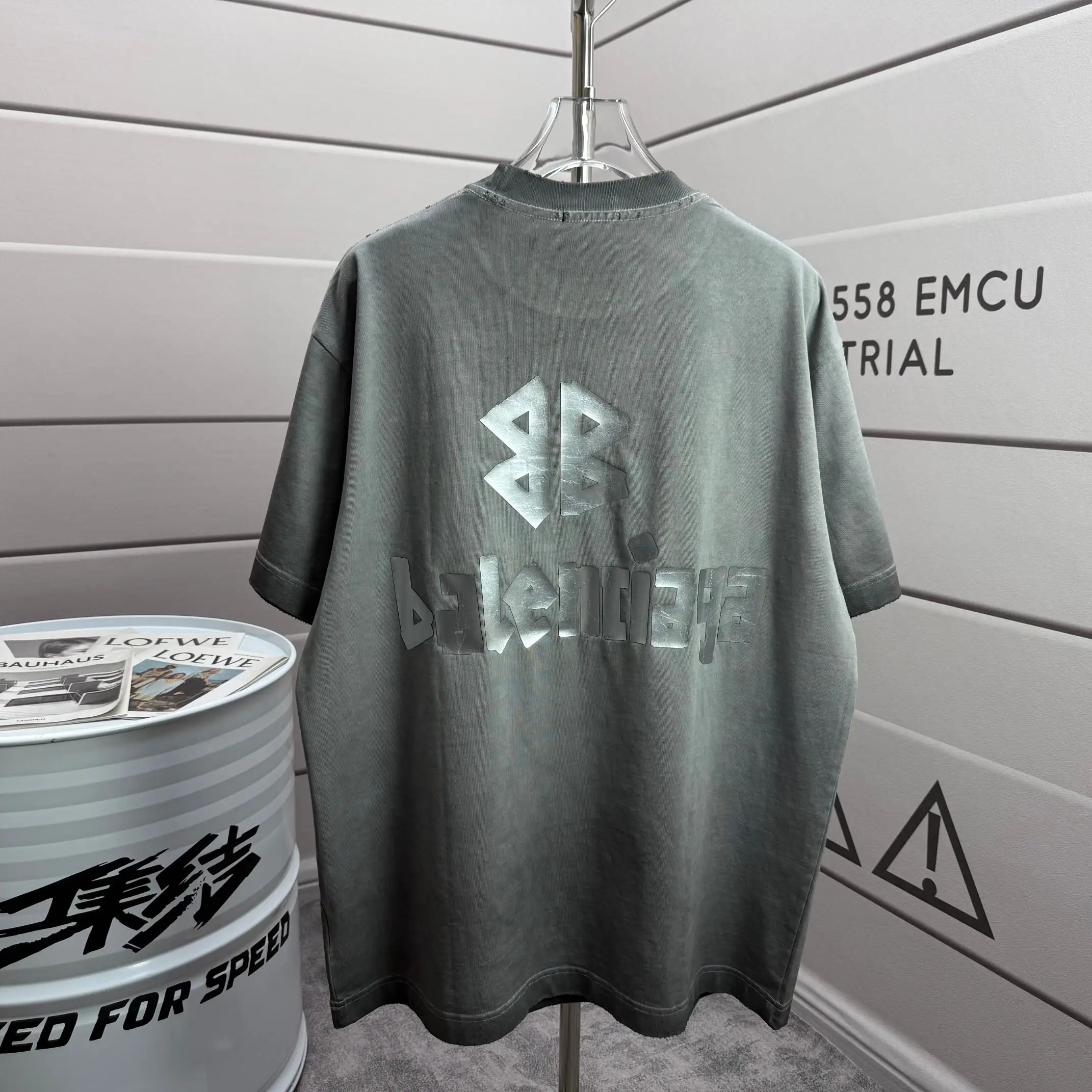 Logo-Print Distressed Washed Cotton T-Shirt D15015146 — view 2