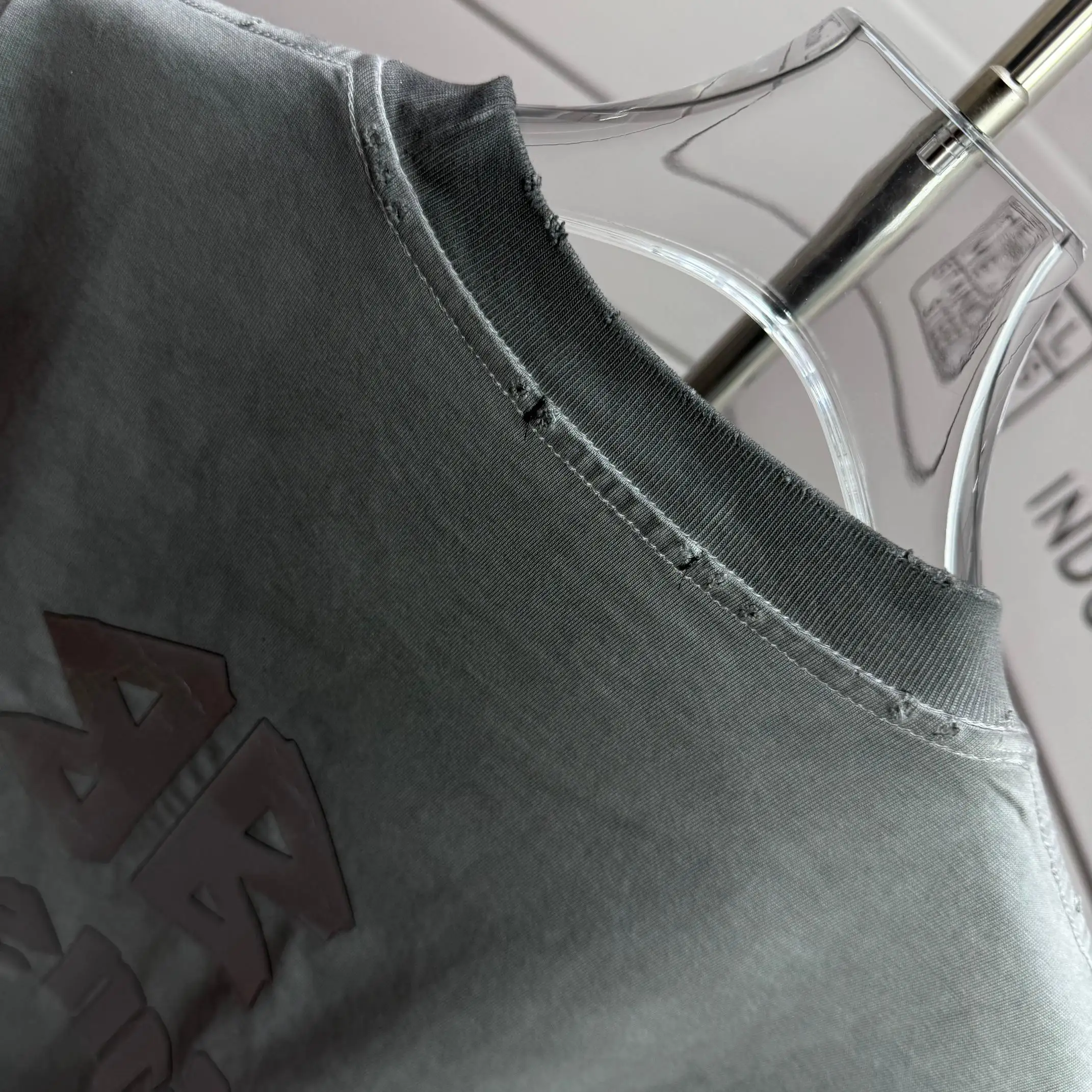 Logo-Print Distressed Washed Cotton T-Shirt D15015146 — view 8