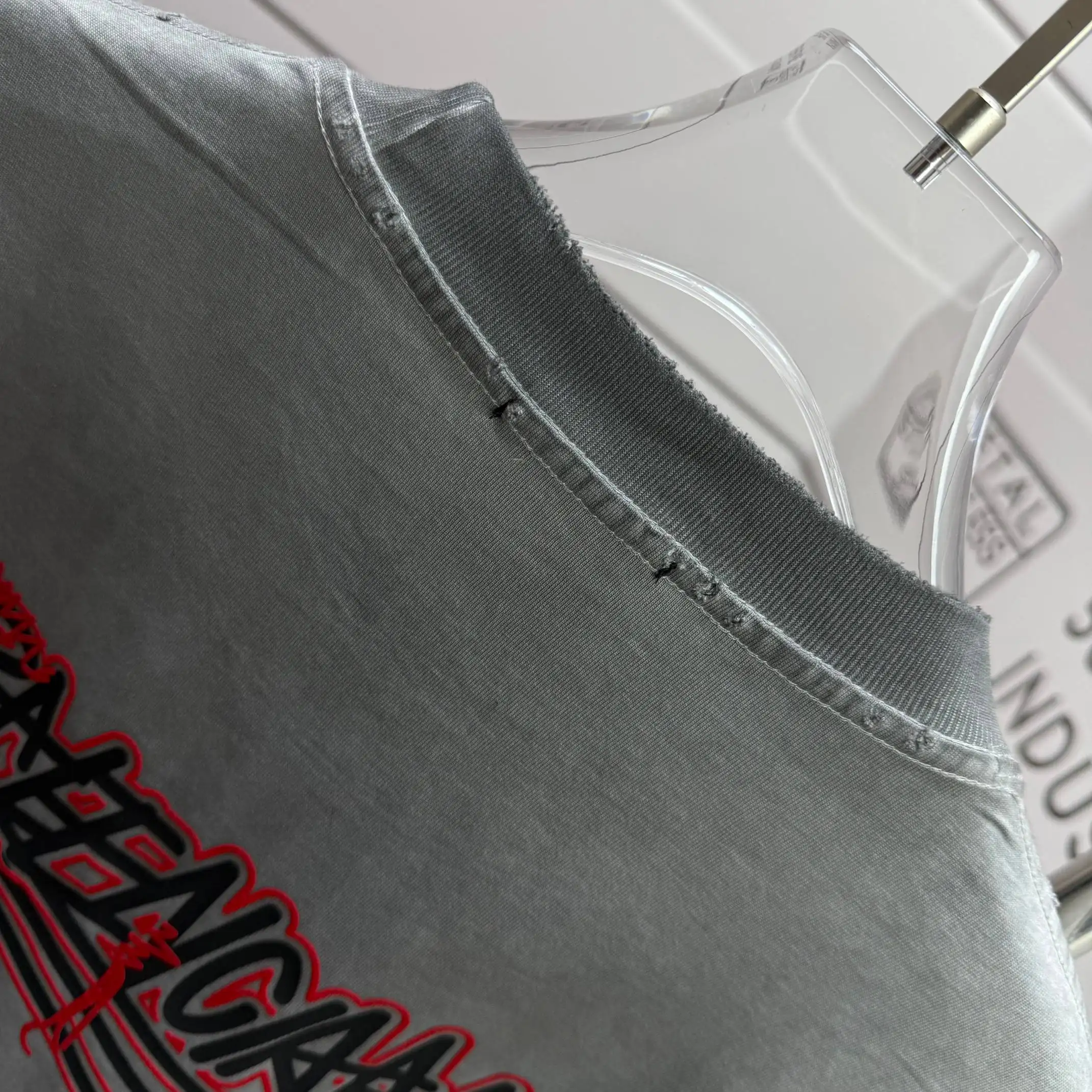 Distressed Logo-Print Cotton-Jersey T-Shirt D15015109 — view 8