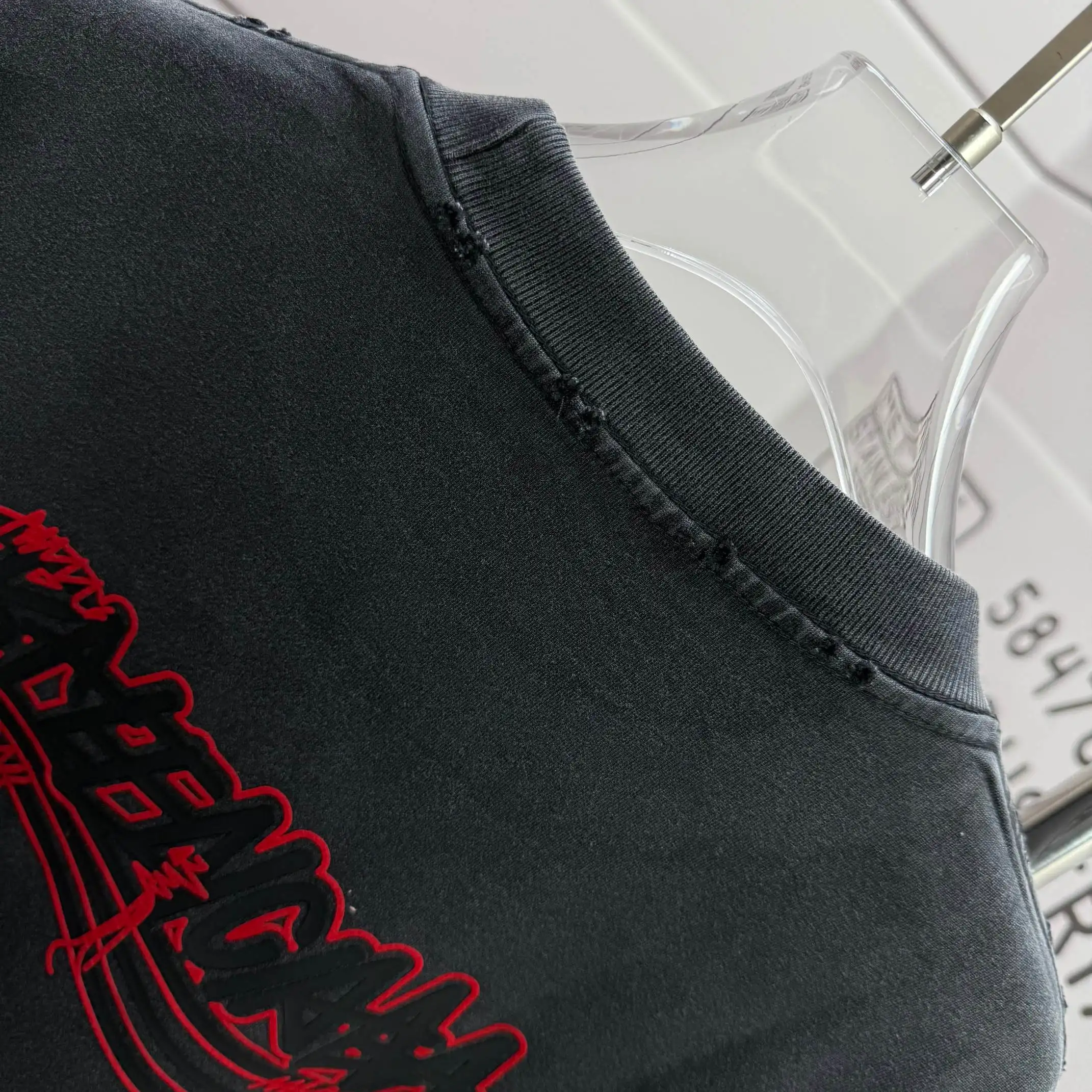 Distressed Logo-Print Cotton-Jersey T-Shirt D15015108 — view 8