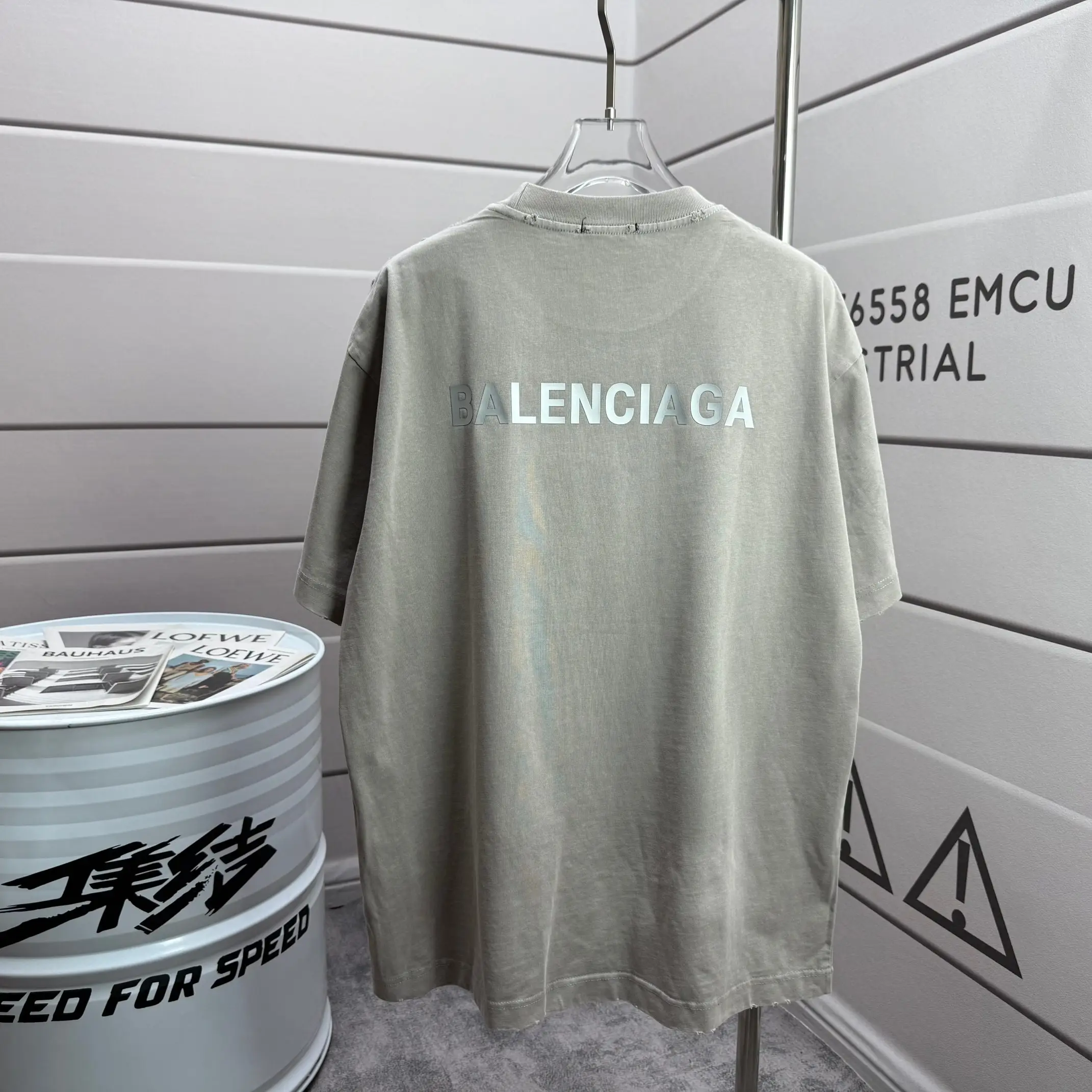 Logo-Print Distressed Washed Cotton T-Shirt D15015114