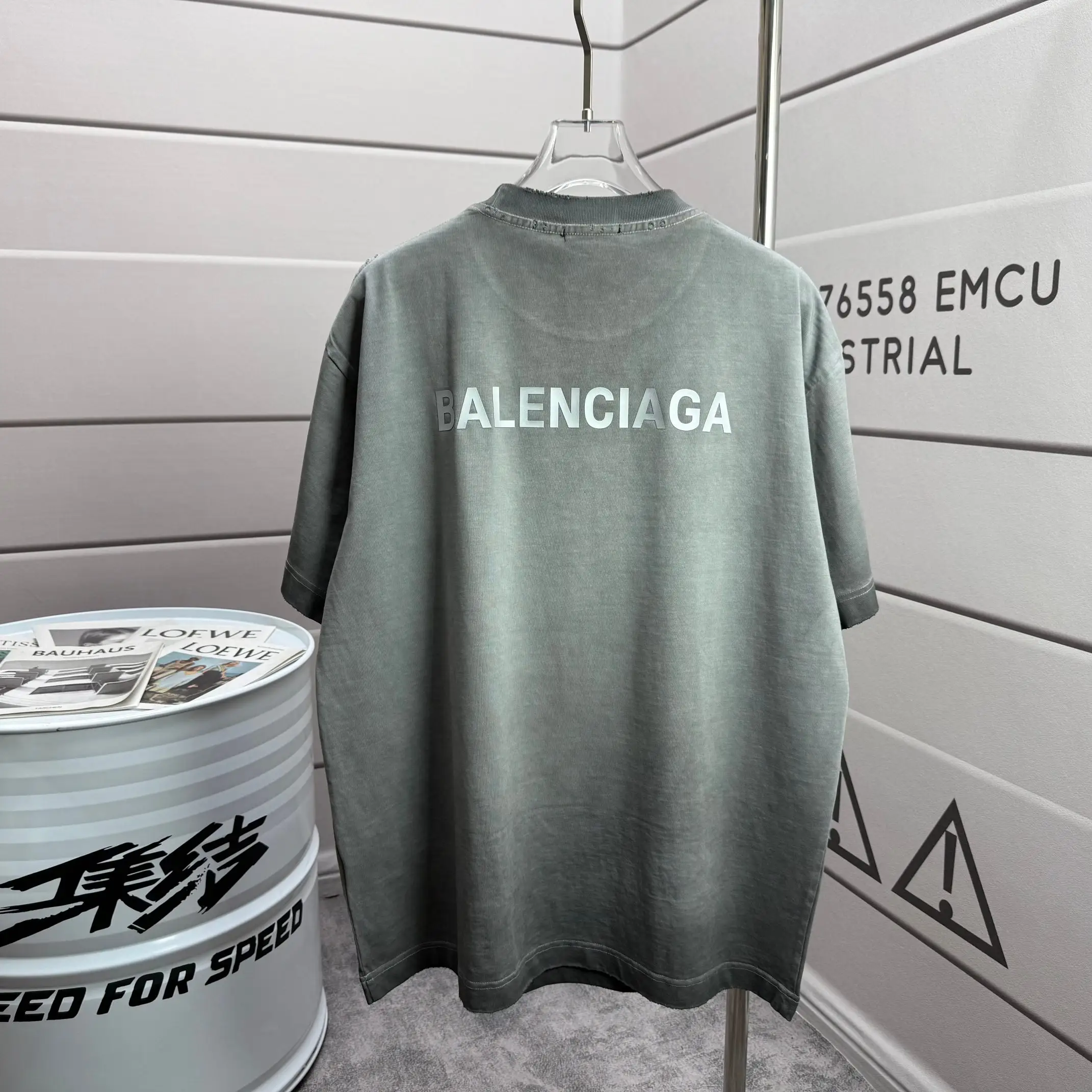 Logo-Print Distressed Washed Cotton T-Shirt D15015113