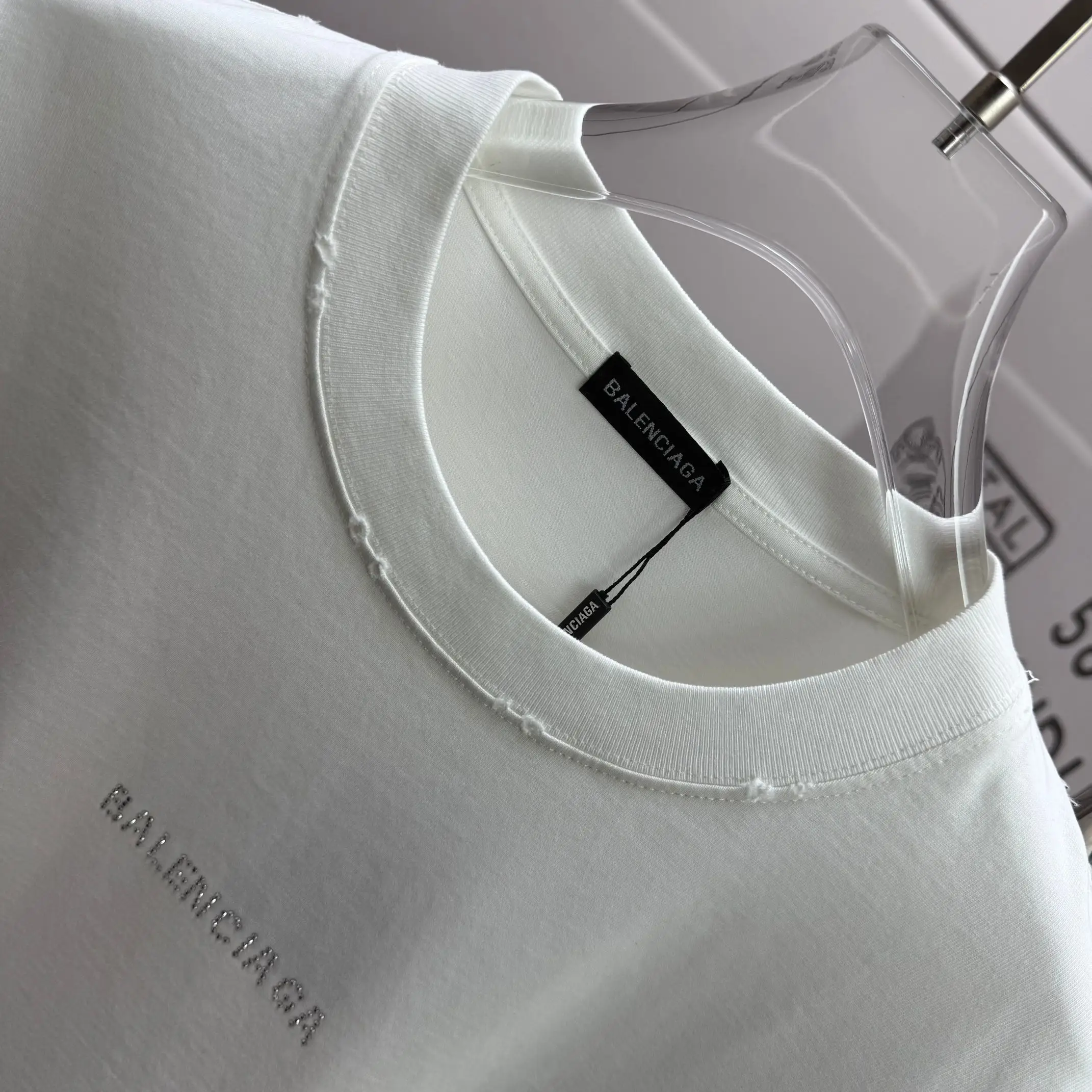 Distressed Rhinestone Logo Oversized T-Shirt D15015104 — view 3