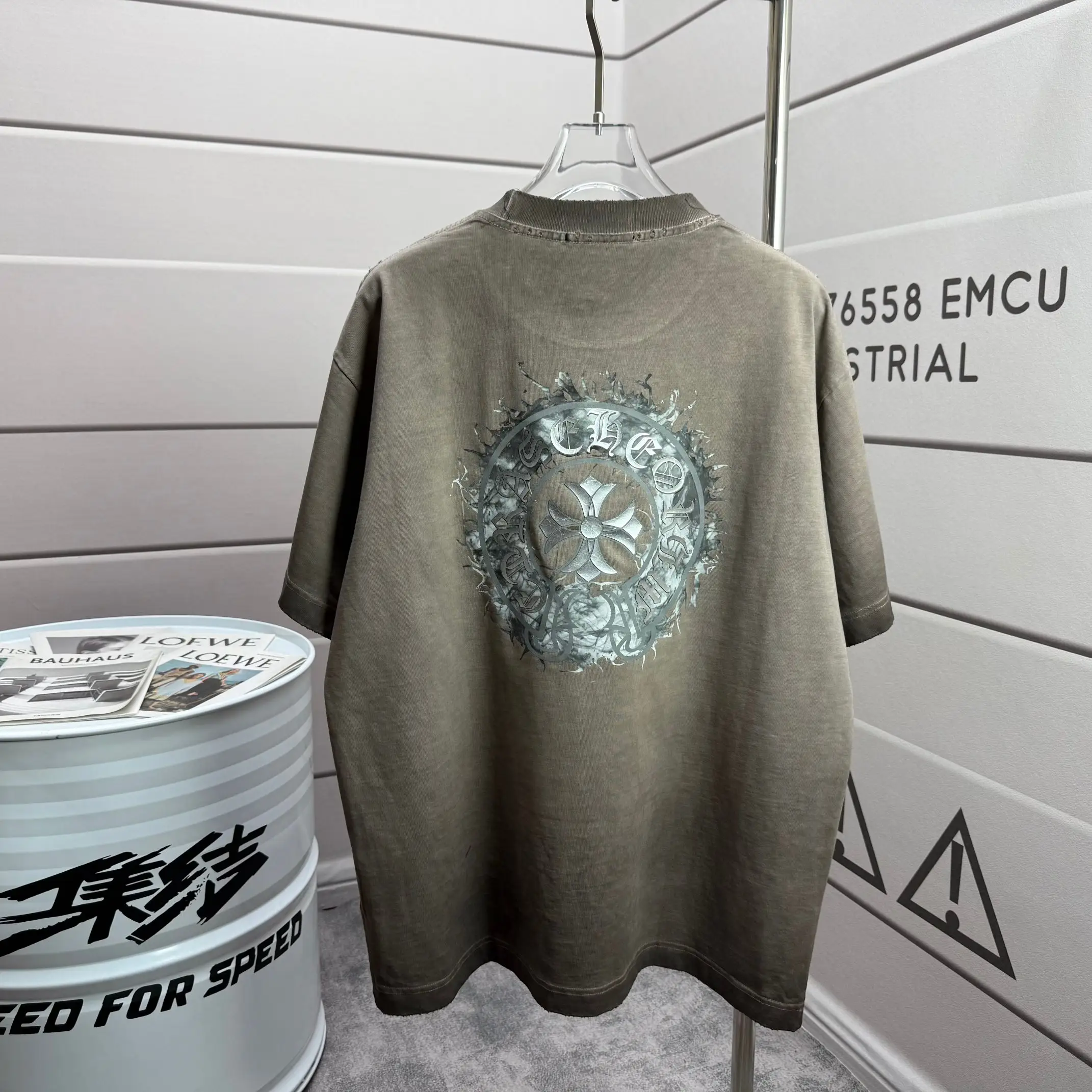 Logo Print Washed Cotton T-Shirt D15015120