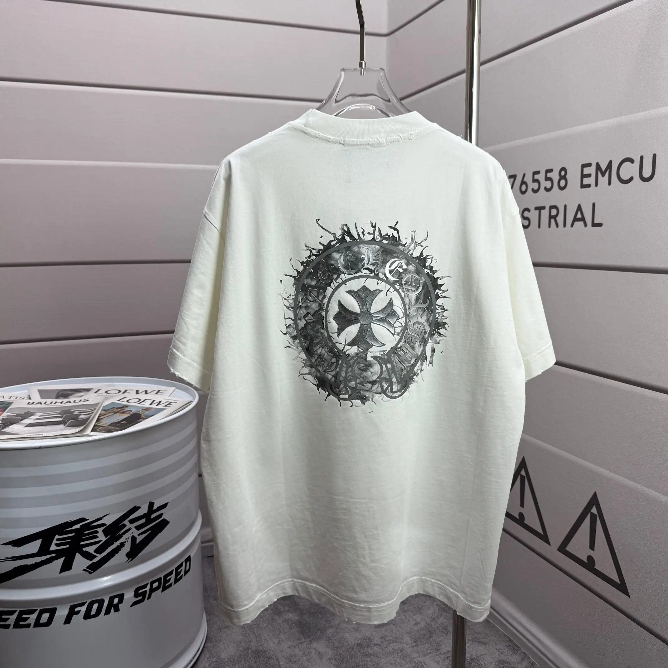 Distressed Graphic Print Cotton T-Shirt D15015117