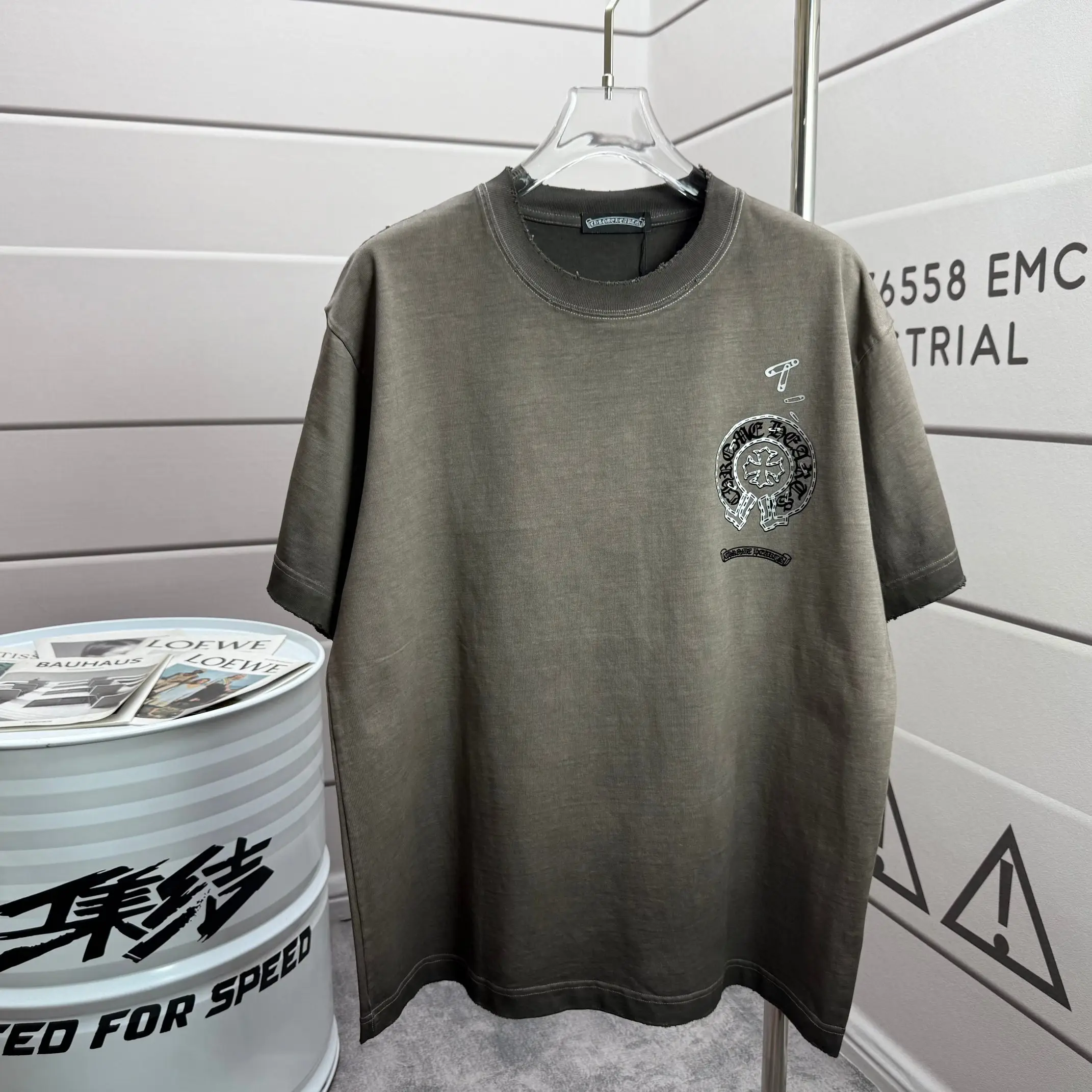 Distressed Logo Print Cotton T-Shirt D15012113