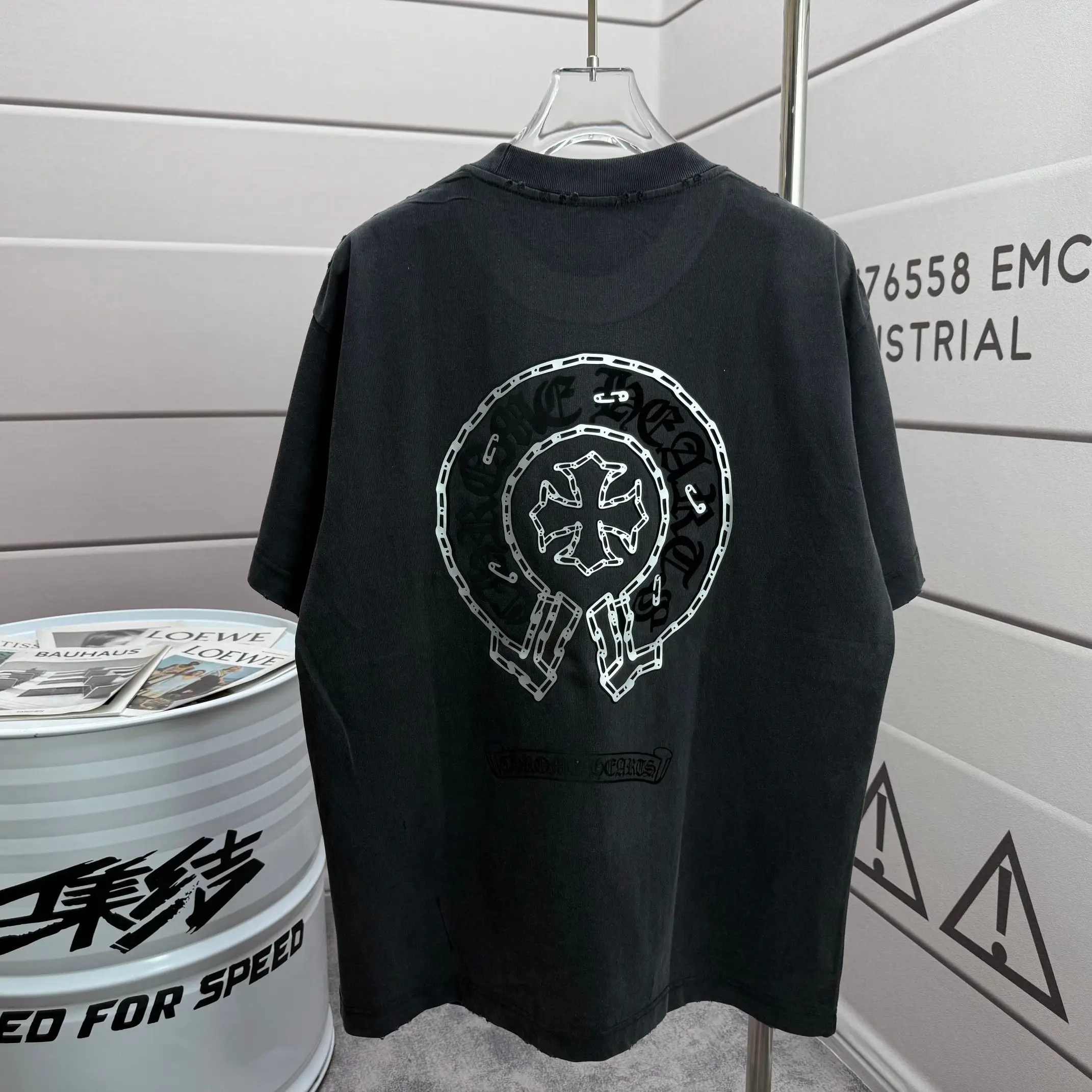 Distressed Logo Print Cotton T-Shirt D15012111 — view 2