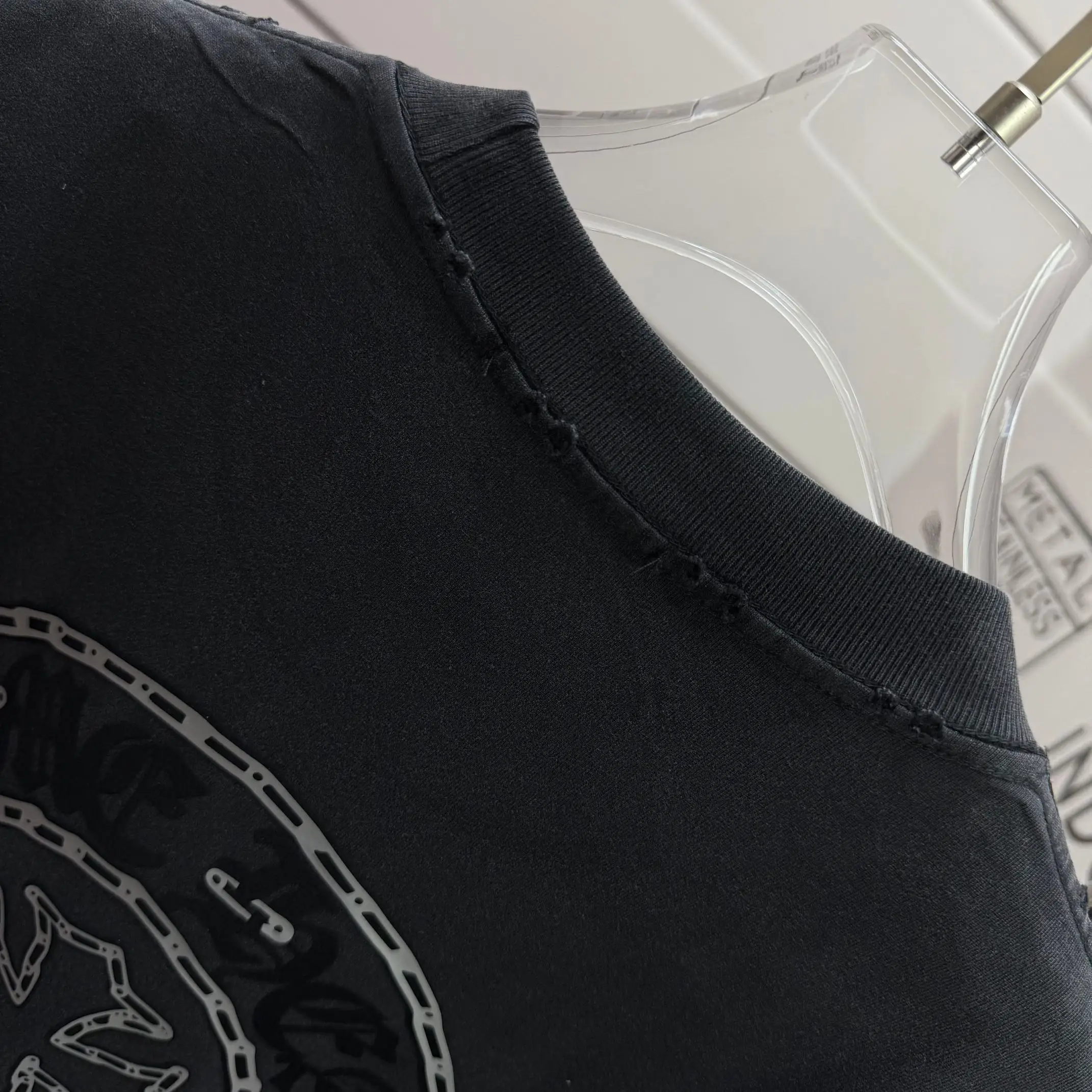 Distressed Logo Print Cotton T-Shirt D15012111 — view 8