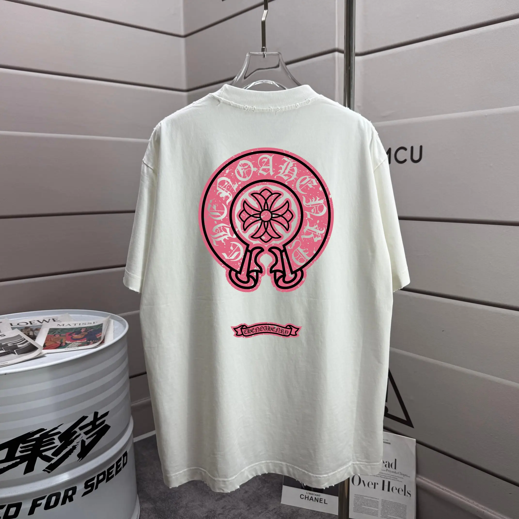 Distressed Logo Print Cotton T-Shirt D16012848