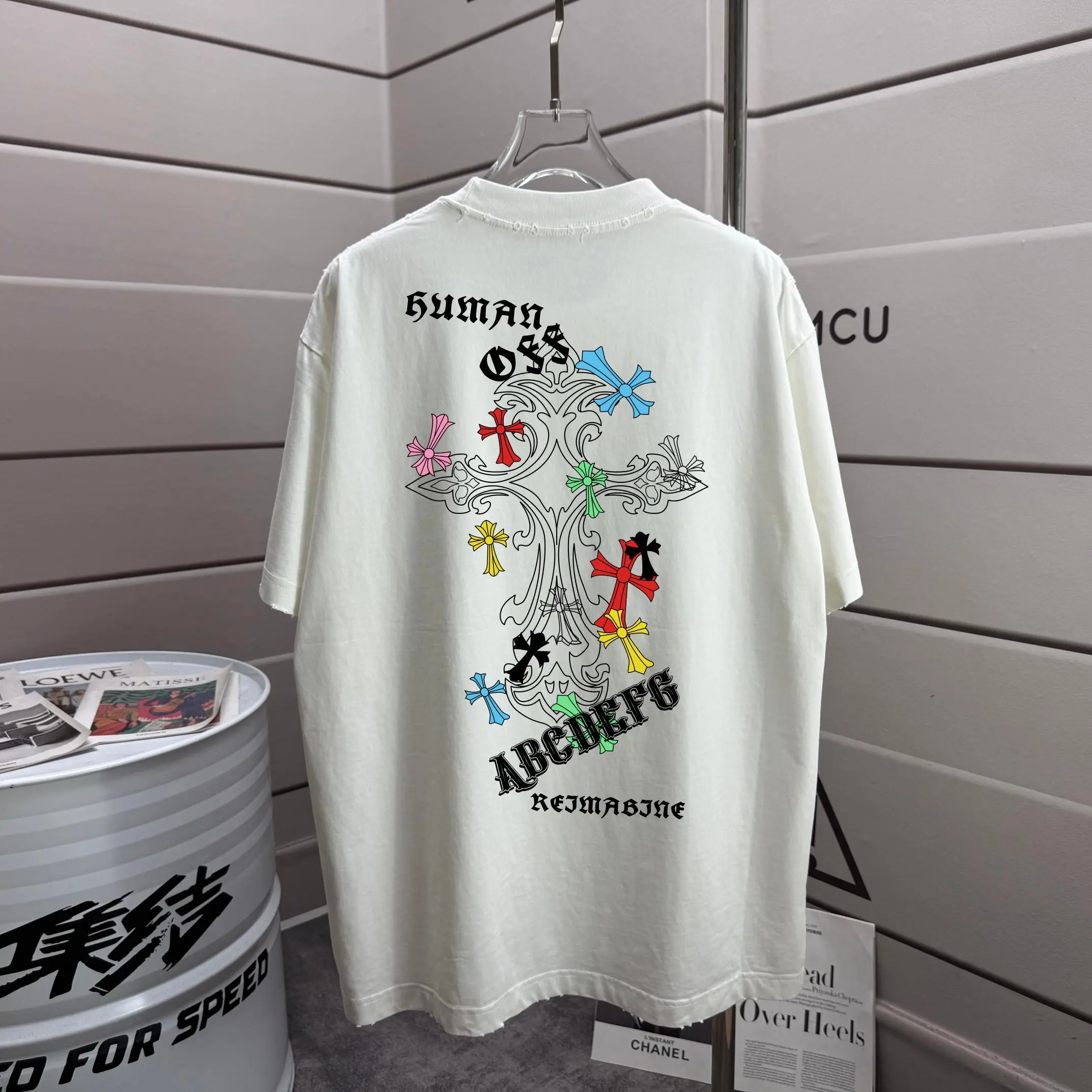 Distressed Graphic Print Cotton T-Shirt D16012856