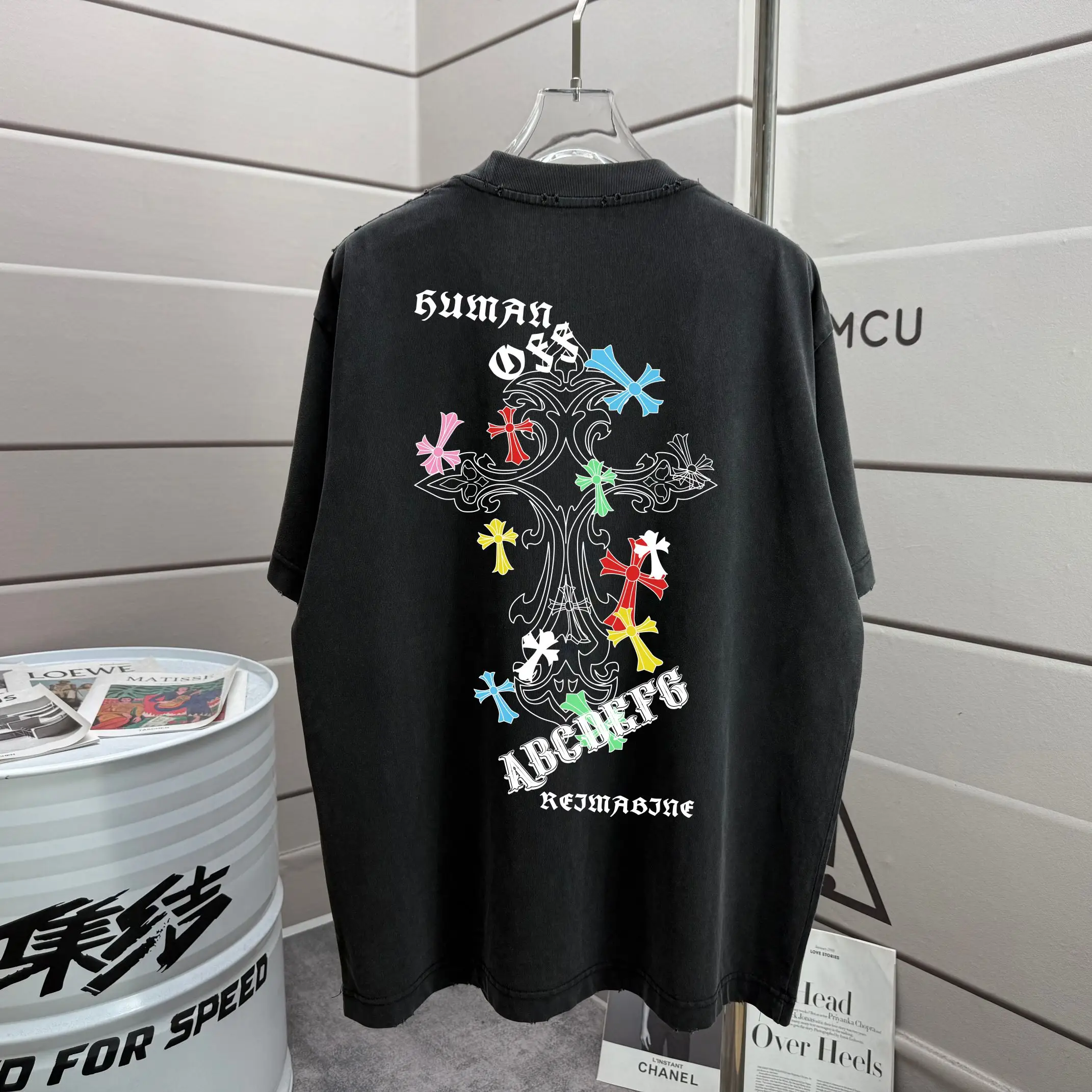 Graphic Print Washed Cotton T-Shirt D16012857