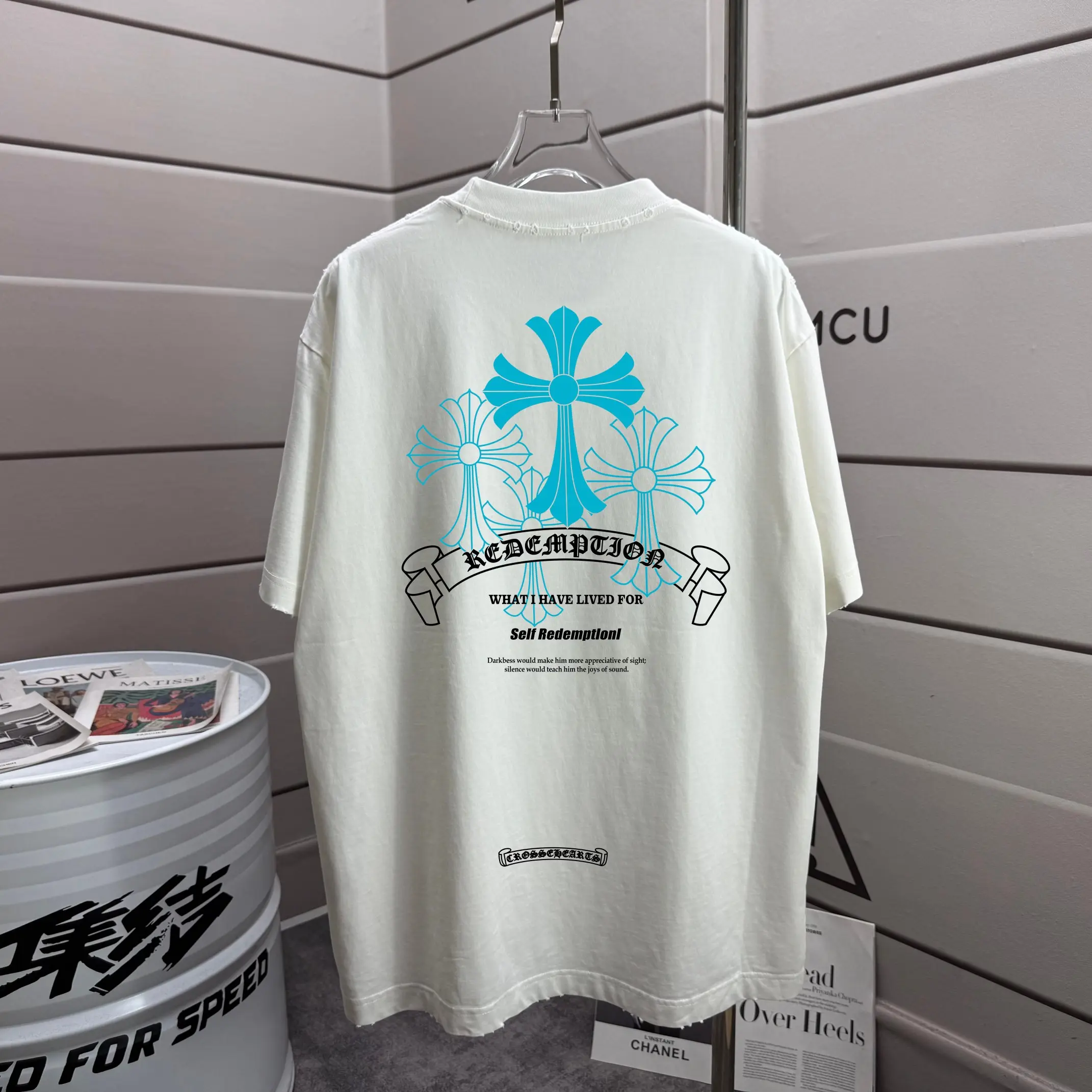 Distressed Graphic Print Cotton T-Shirt D16012852