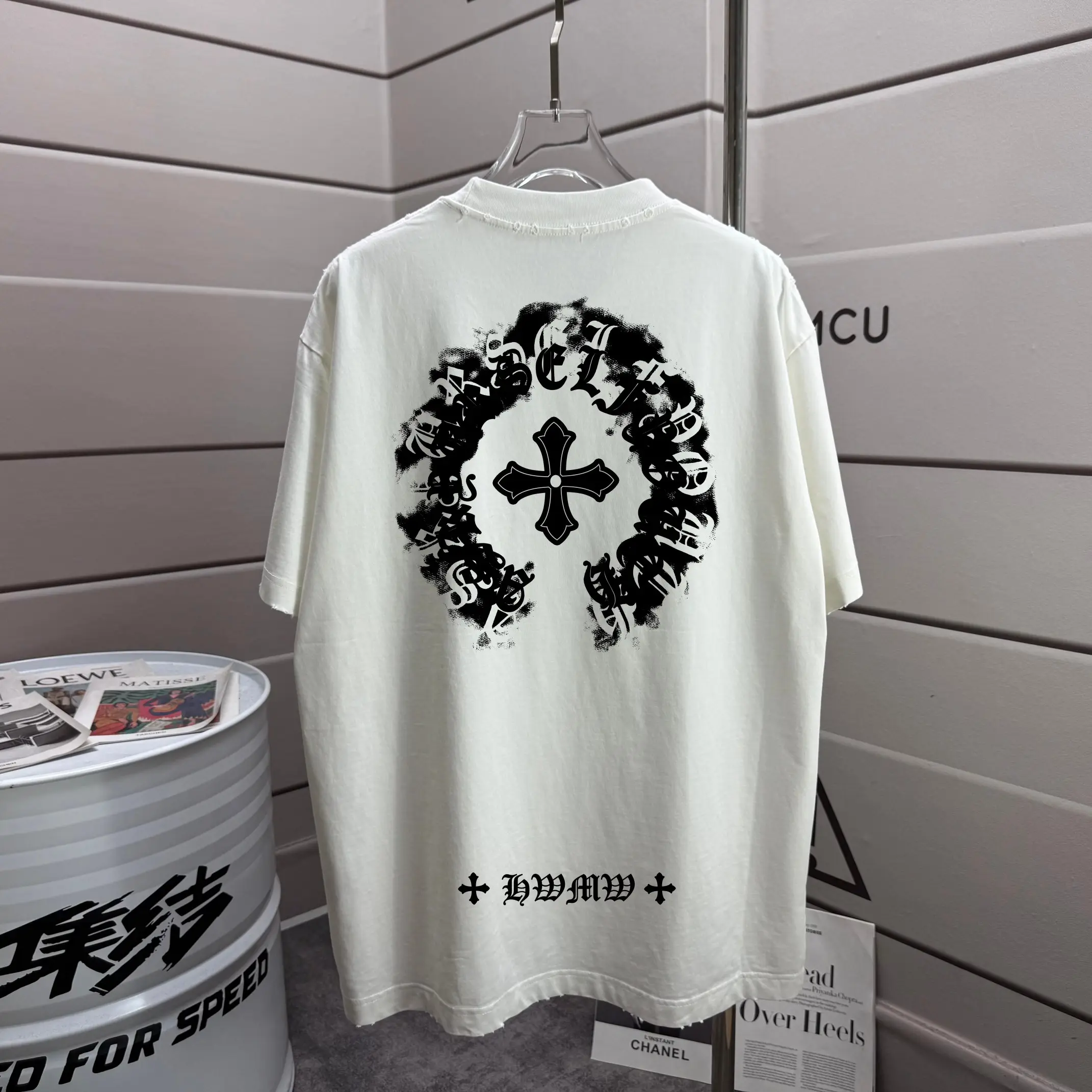 Distressed Graphic Print Cotton T-Shirt D16012868