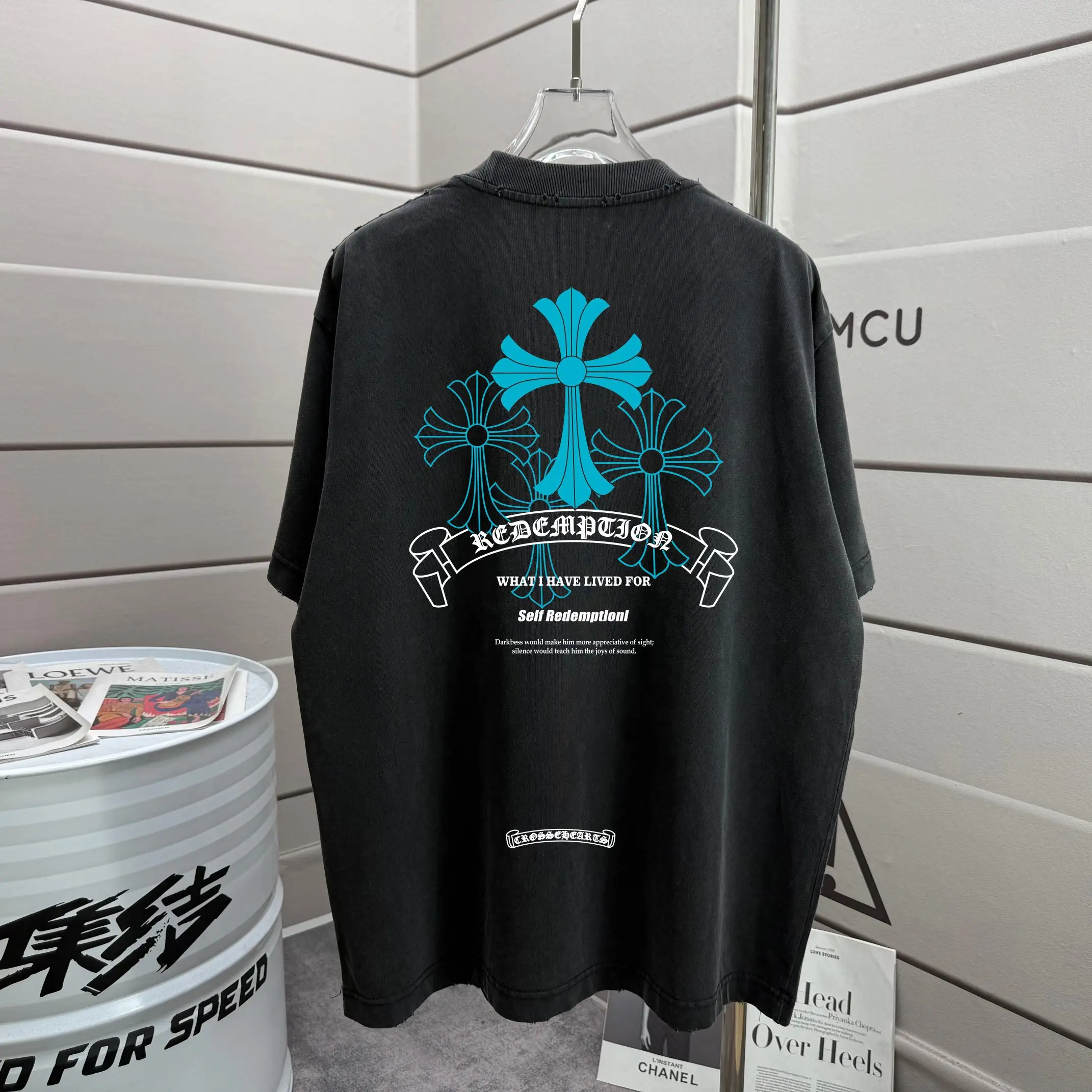 Distressed Graphic Print Cotton T-Shirt D16012853